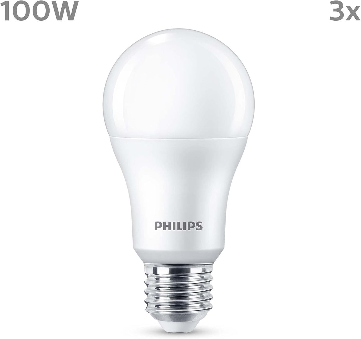 PHILIPS LED Frosted A67 Light Bulb 3 Pack [Warm White 2700K - E27 Edison Screw] 100W, Non Dimmable. for Home Indoor Lighting