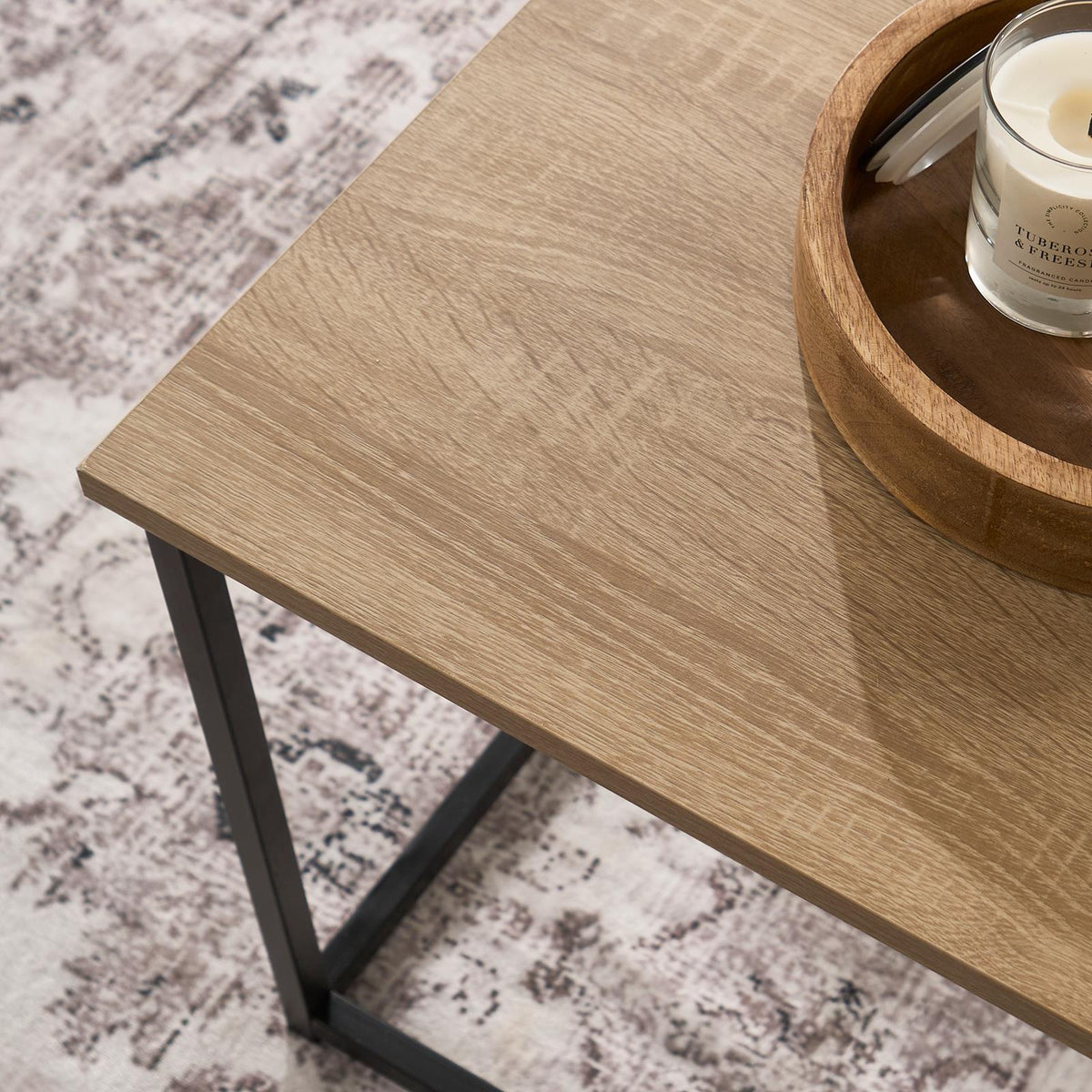 OHS Coffee Table Marble Bedside End Living Room Modern Metal Frame Home Decor