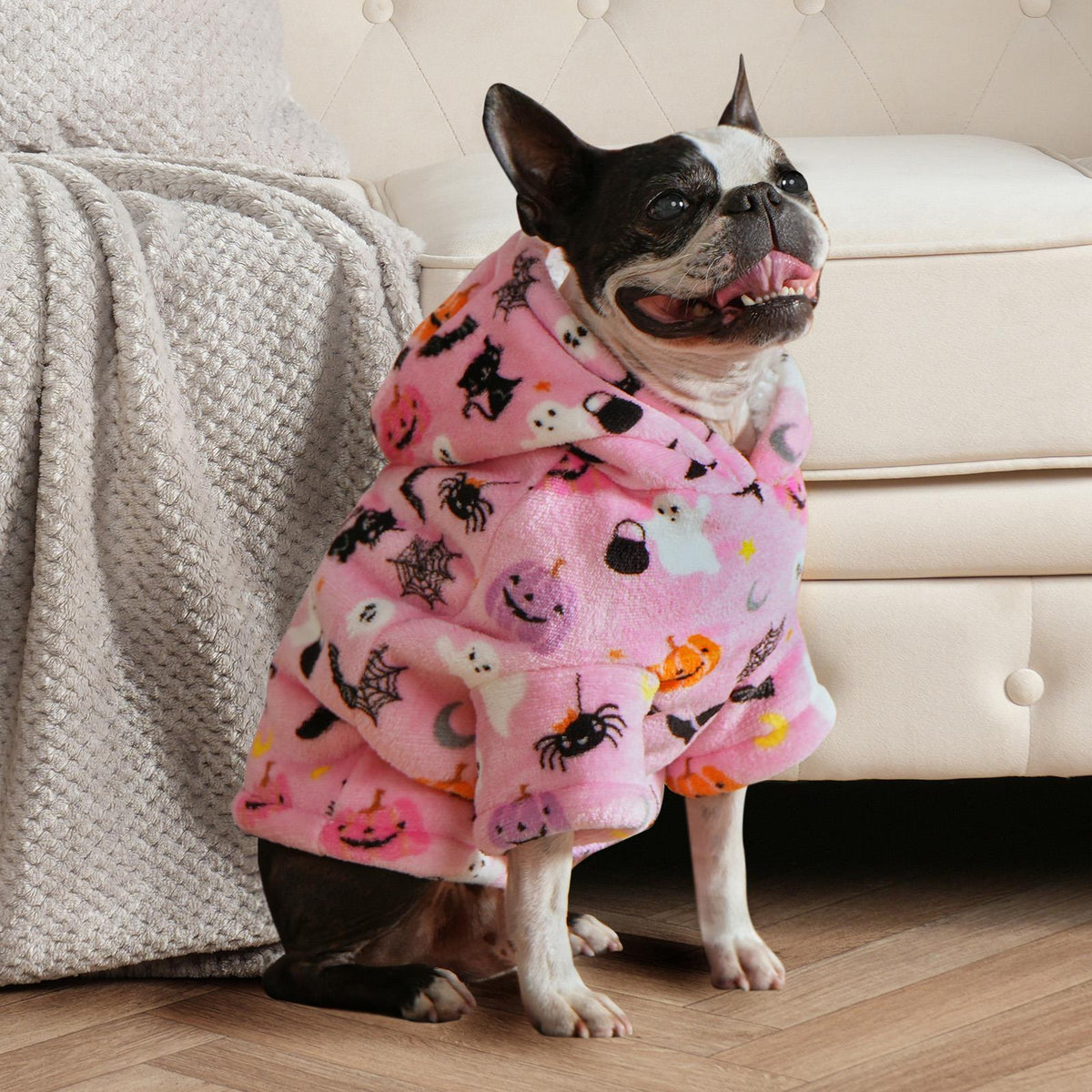 OHS Dog Hoodie Blanket Halloween Winter Warm Sherpa Fleece Soft Jumper Puppy