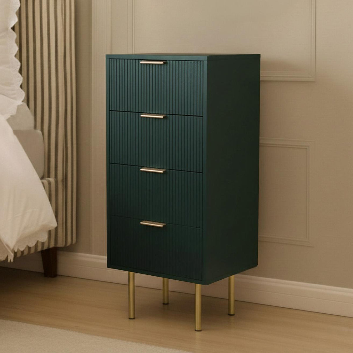 OHS Ribbed Drawer Unit Bedside Table 3/4/5/6 Draw Cabinet Nightstand Sideboard