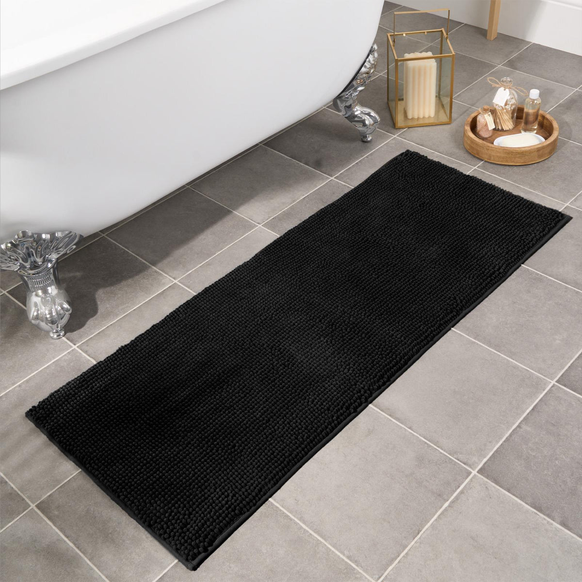 Brentfords Noodle Bath Mat Non Slip Shower Soft Highly Absorbent Chenille Shaggy