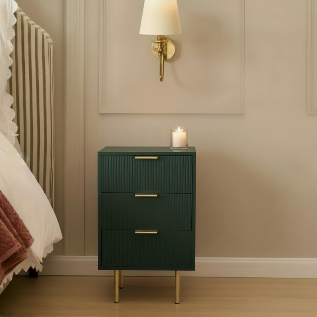 OHS Ribbed Drawer Unit Bedside Table 3/4/5/6 Draw Cabinet Nightstand Sideboard
