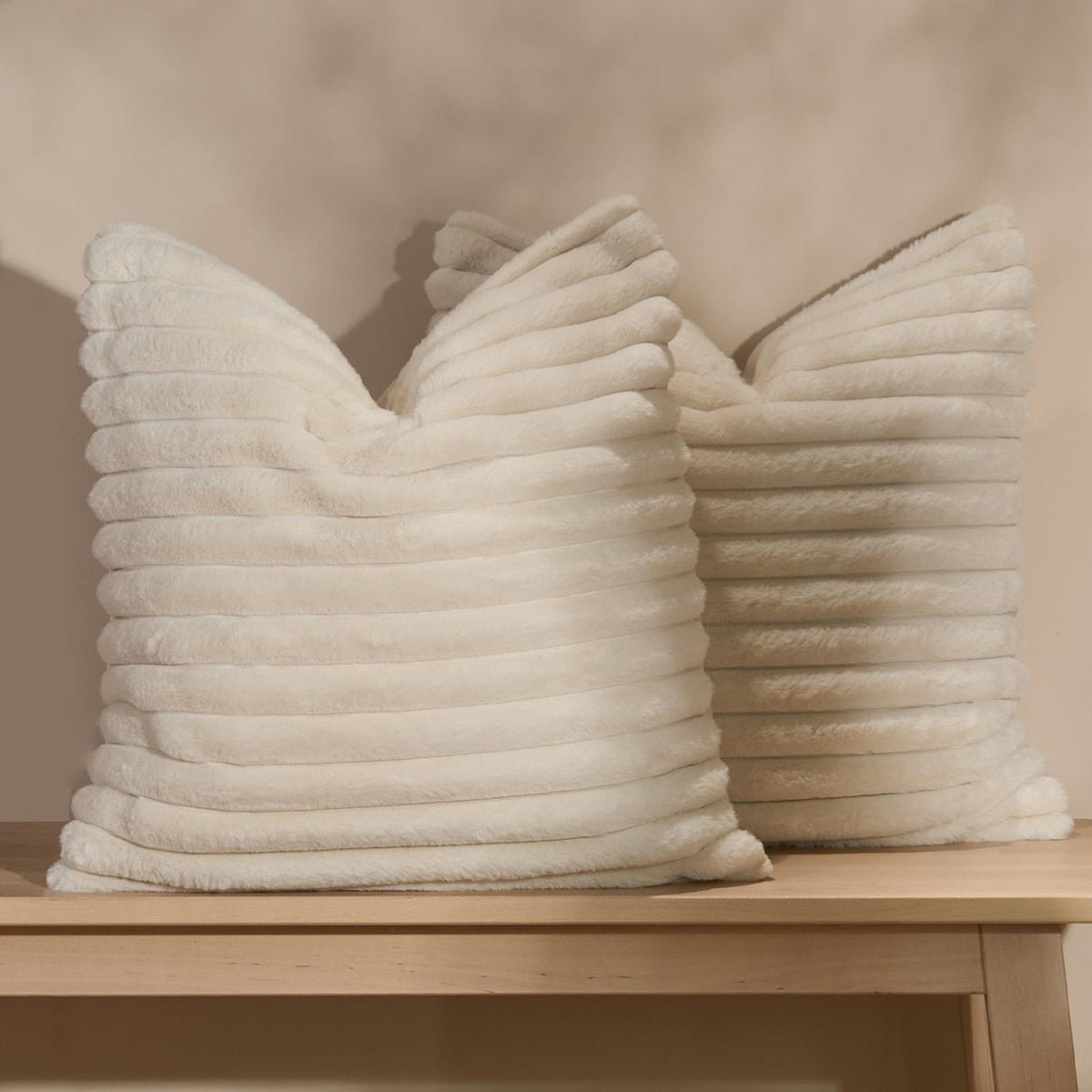 OHS Thick Rib Cushion Covers Faux Fur Soft Fleece Square Pillowcases Home Decor