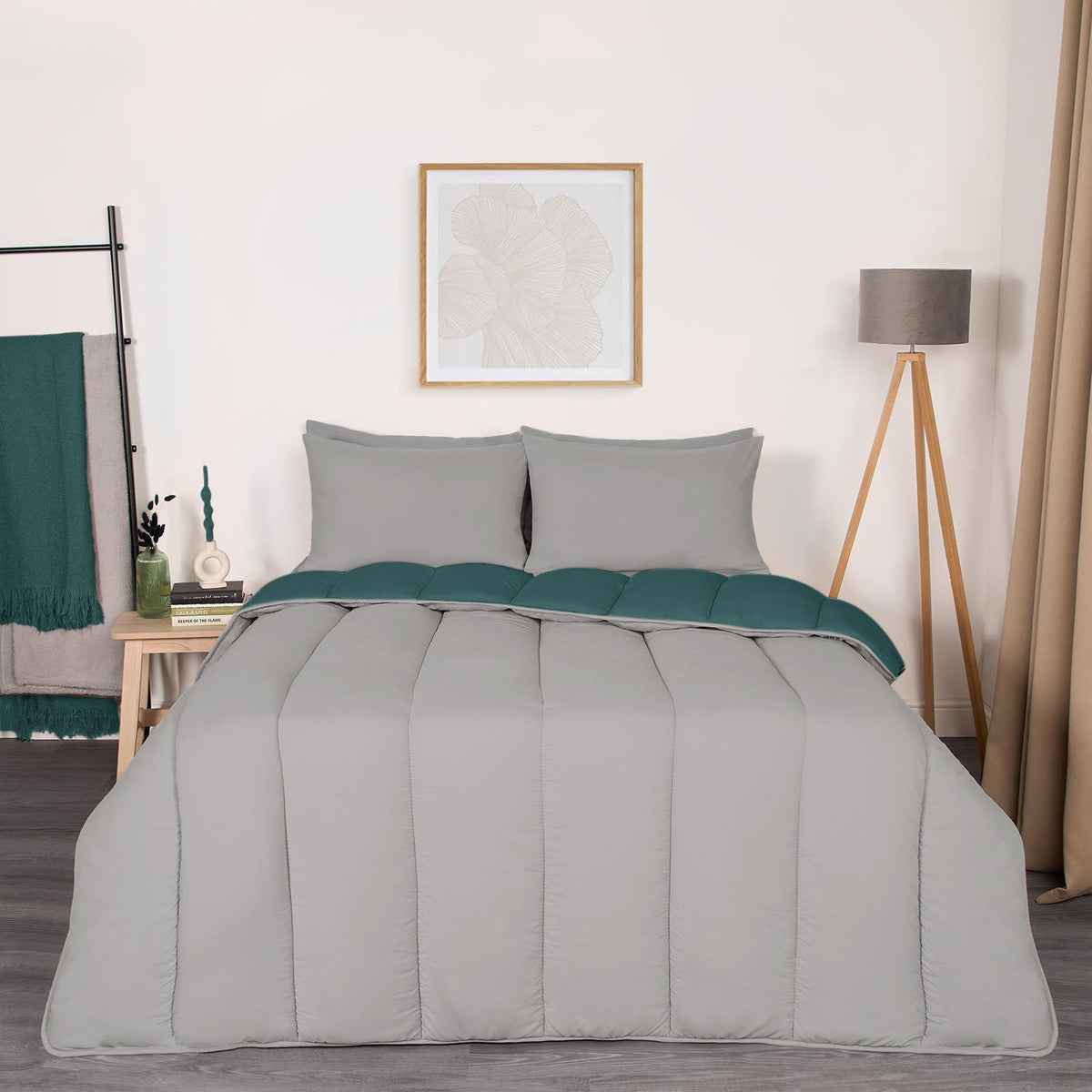 OHS Coverless Duvet & Pillowcase 10.5 Tog Bedding Set Easy Care Reversible