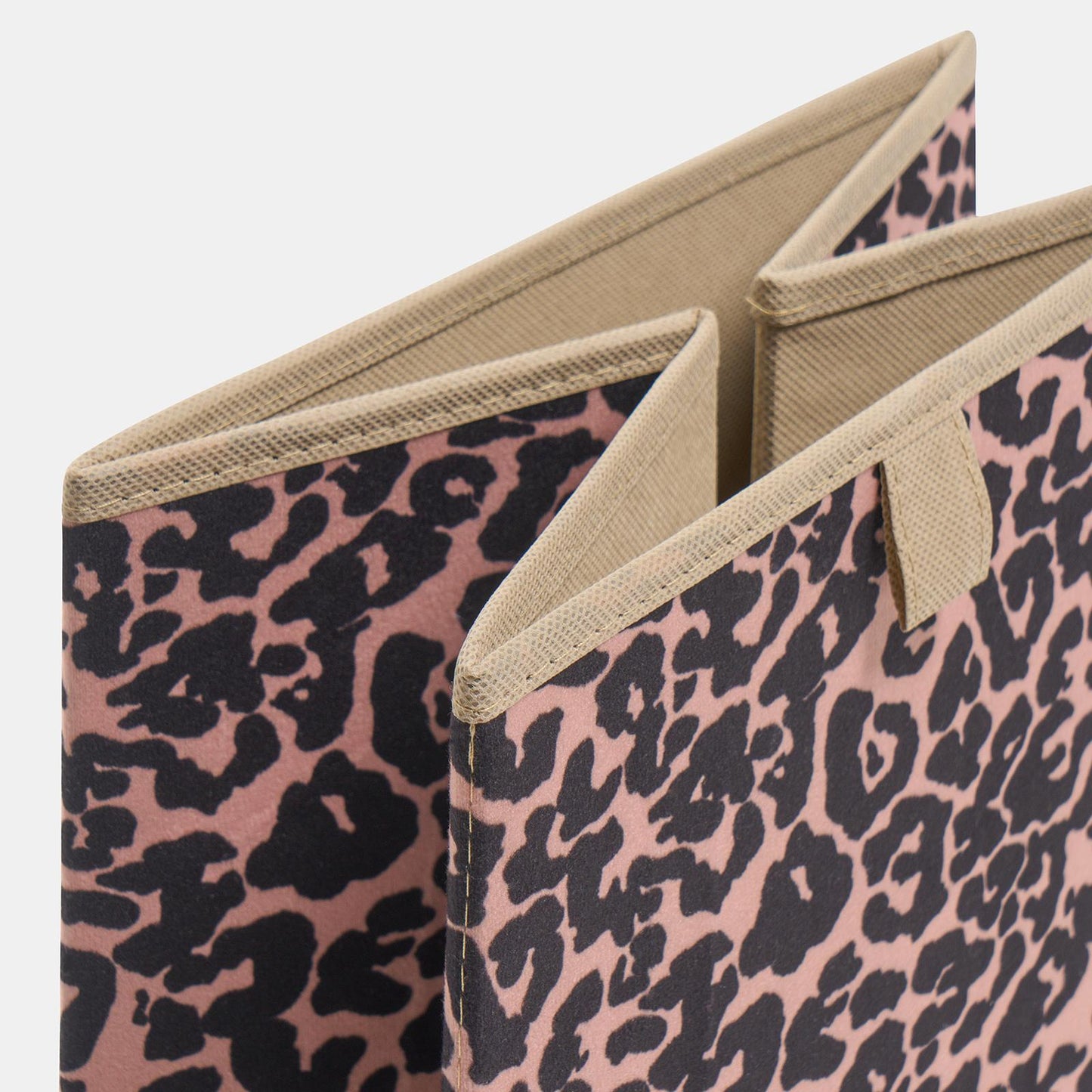 OHS Leopard Storage Cube Boxes 2/4 Pack Folding Shoe Organiser Tidy Set