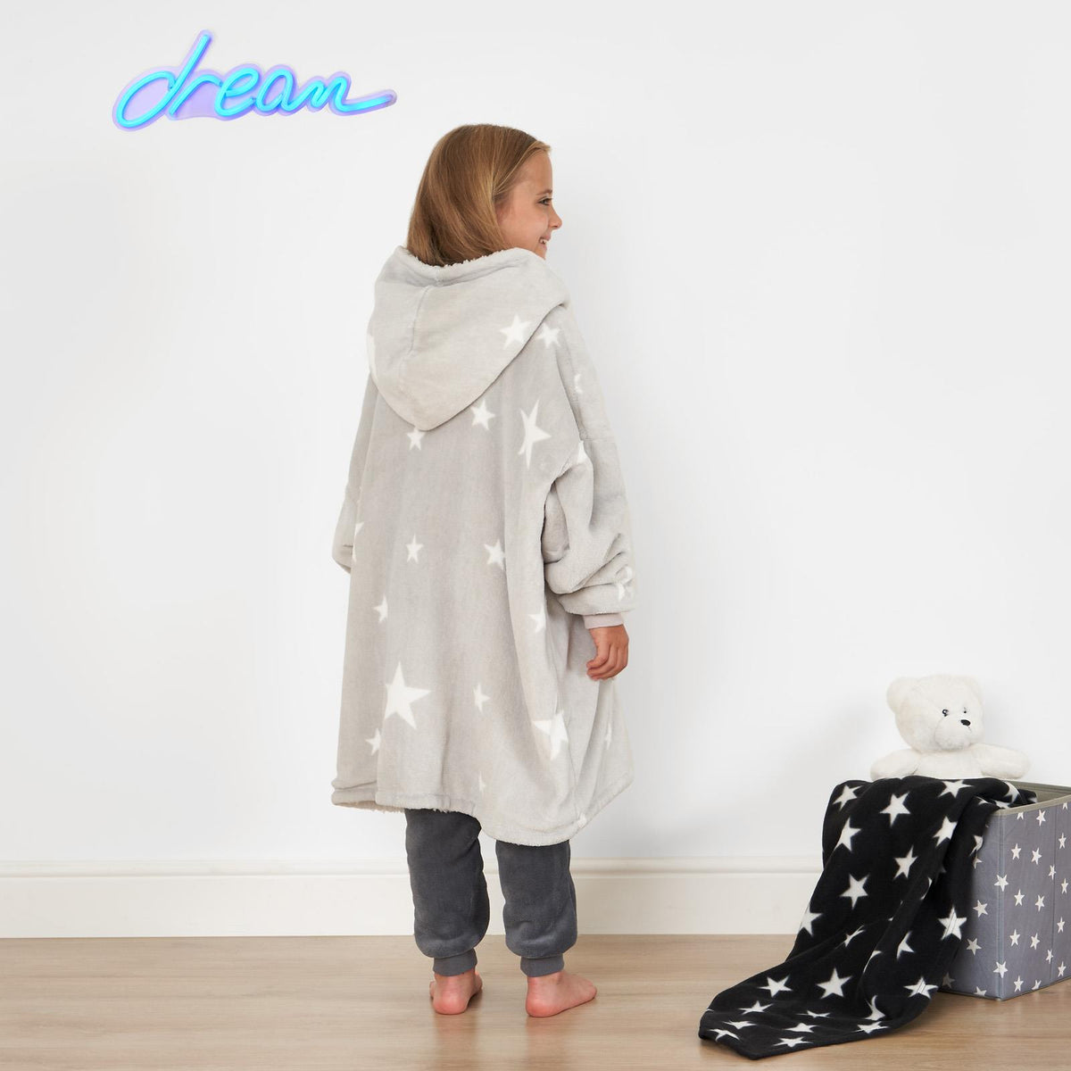 Kids Hoodie Blanket Oversized Sherpa Fleece Jumper Sweatshirt Soft Warm Throw
