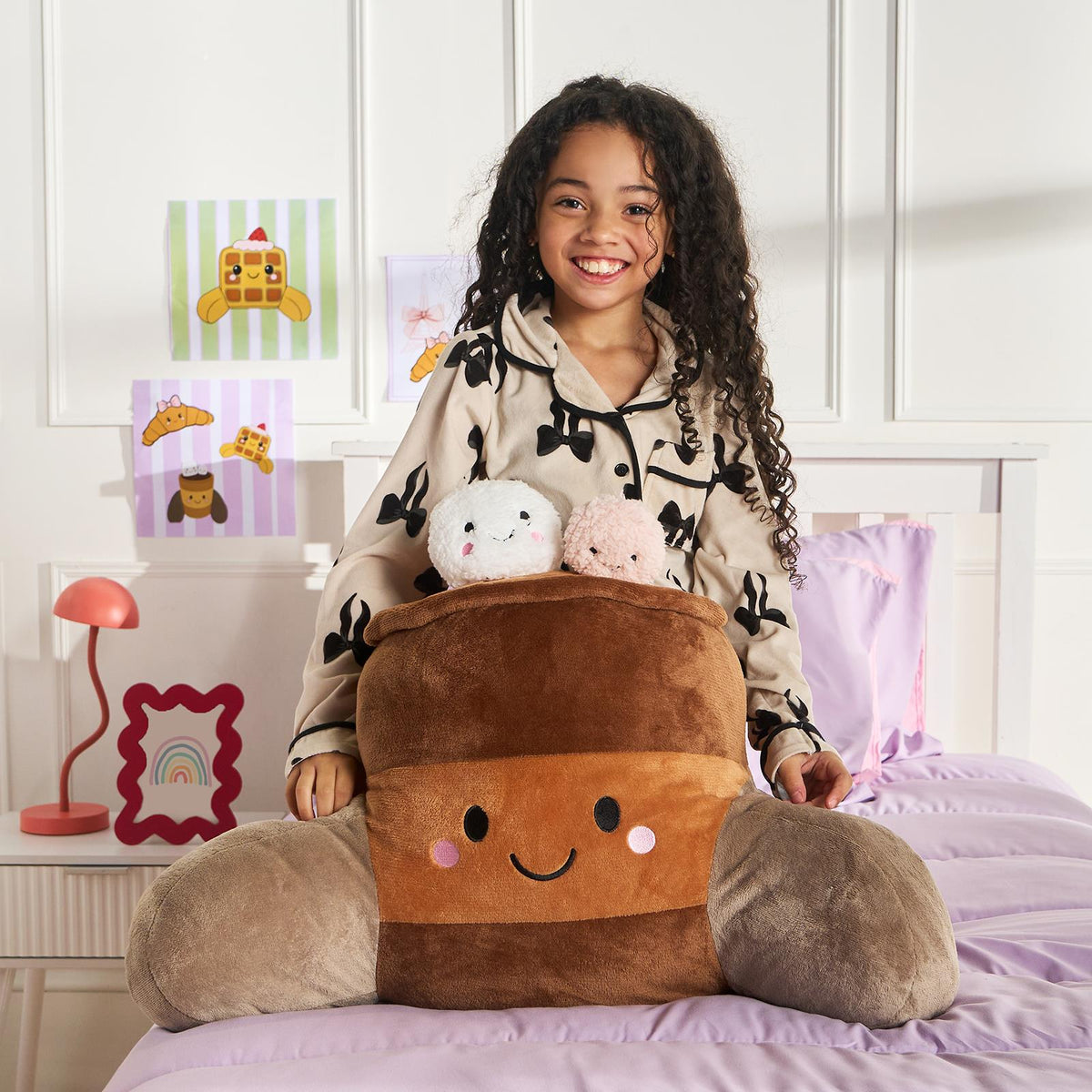 OHS Character Cuddle Cushion Soft Fleece Reading Pillow with Arms Bed Chair