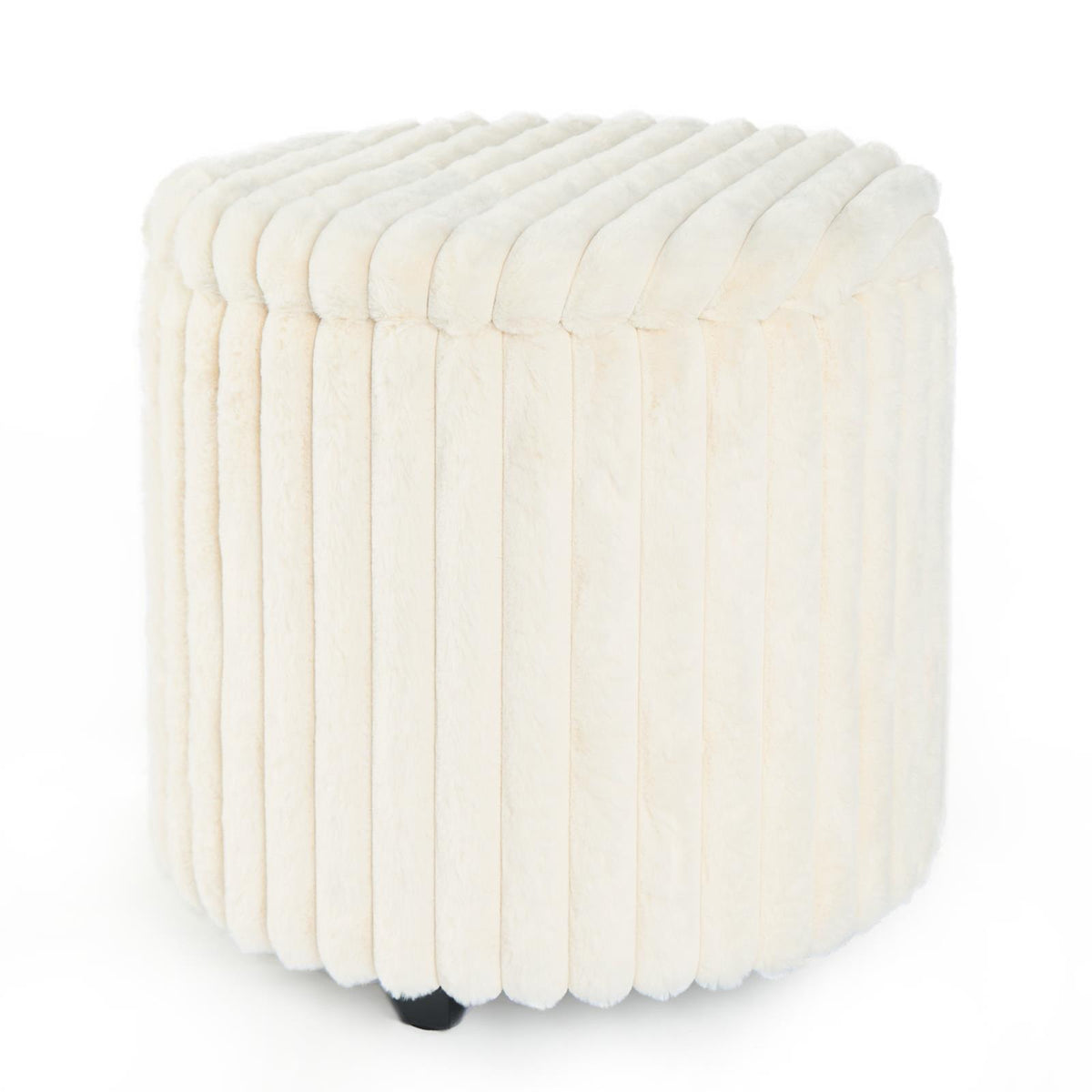 OHS Storage Box Lid Ottoman Folding Ribbed Fleece Footstool Tub Seat