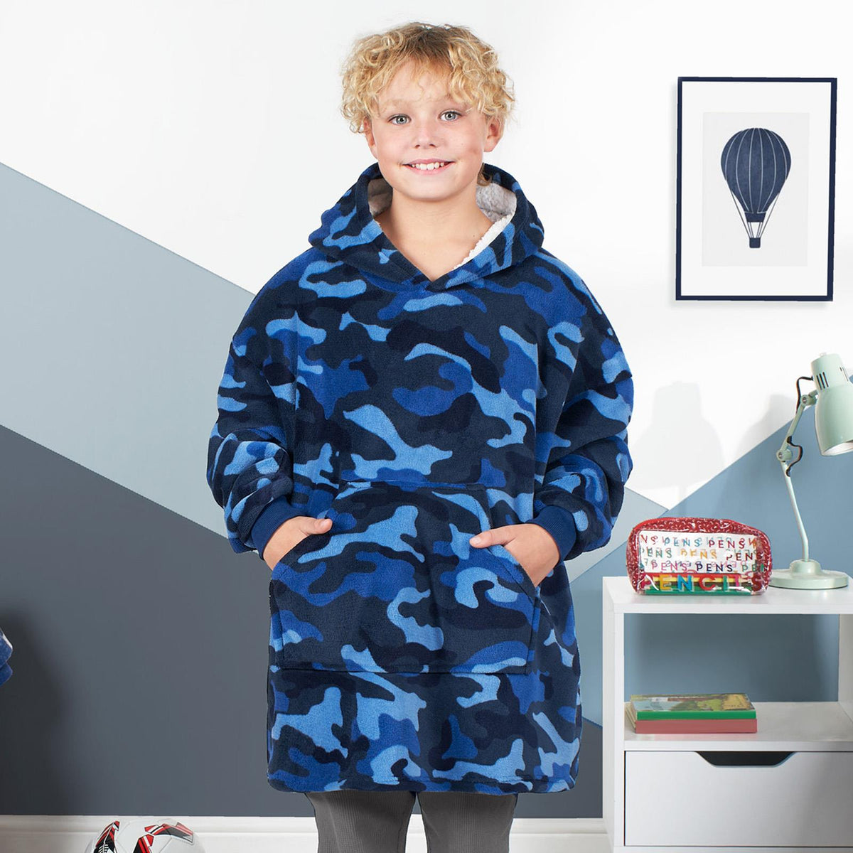 Kids Hoodie Blanket Oversized Sherpa Fleece Jumper Sweatshirt Soft Warm Throw