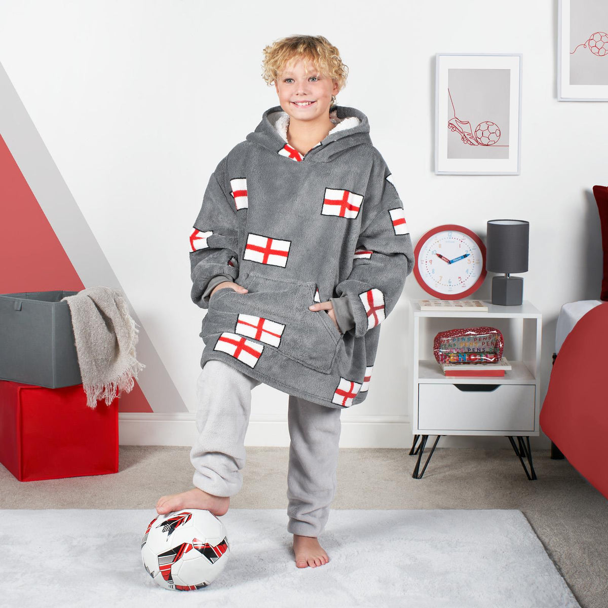 Kids Hoodie Blanket Oversized Sherpa Fleece Jumper Sweatshirt Soft Warm Throw
