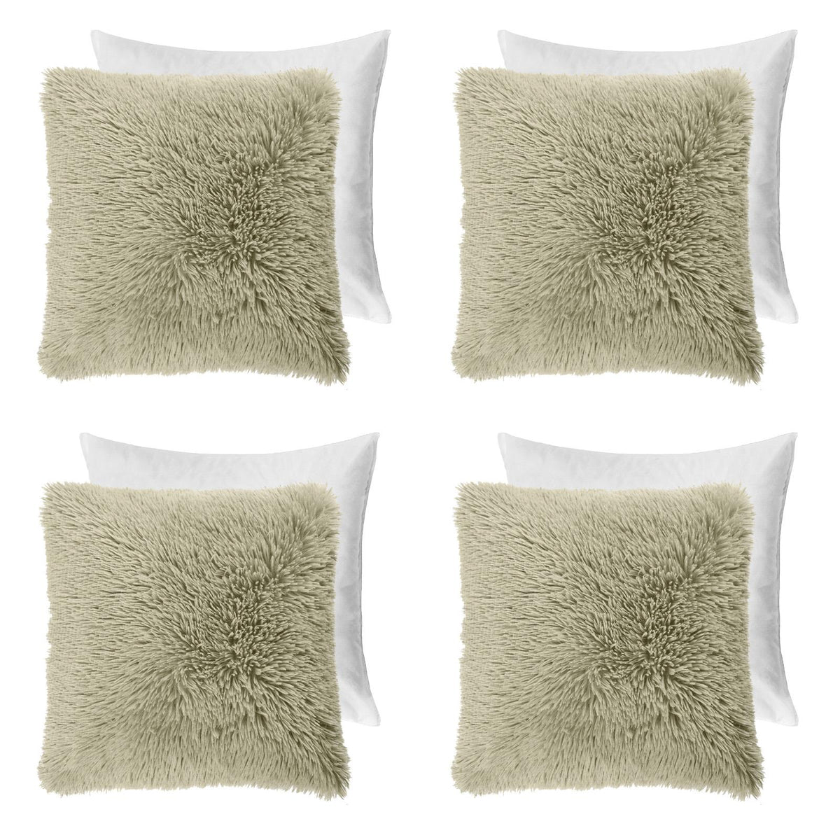 OHS Fluffy Cushion Covers 2 Pack Soft Fleece Square Pillowcases Home Decor