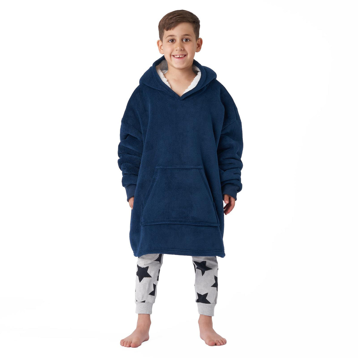 Kids Hoodie Blanket Oversized Sherpa Fleece Jumper Sweatshirt Soft Warm Throw