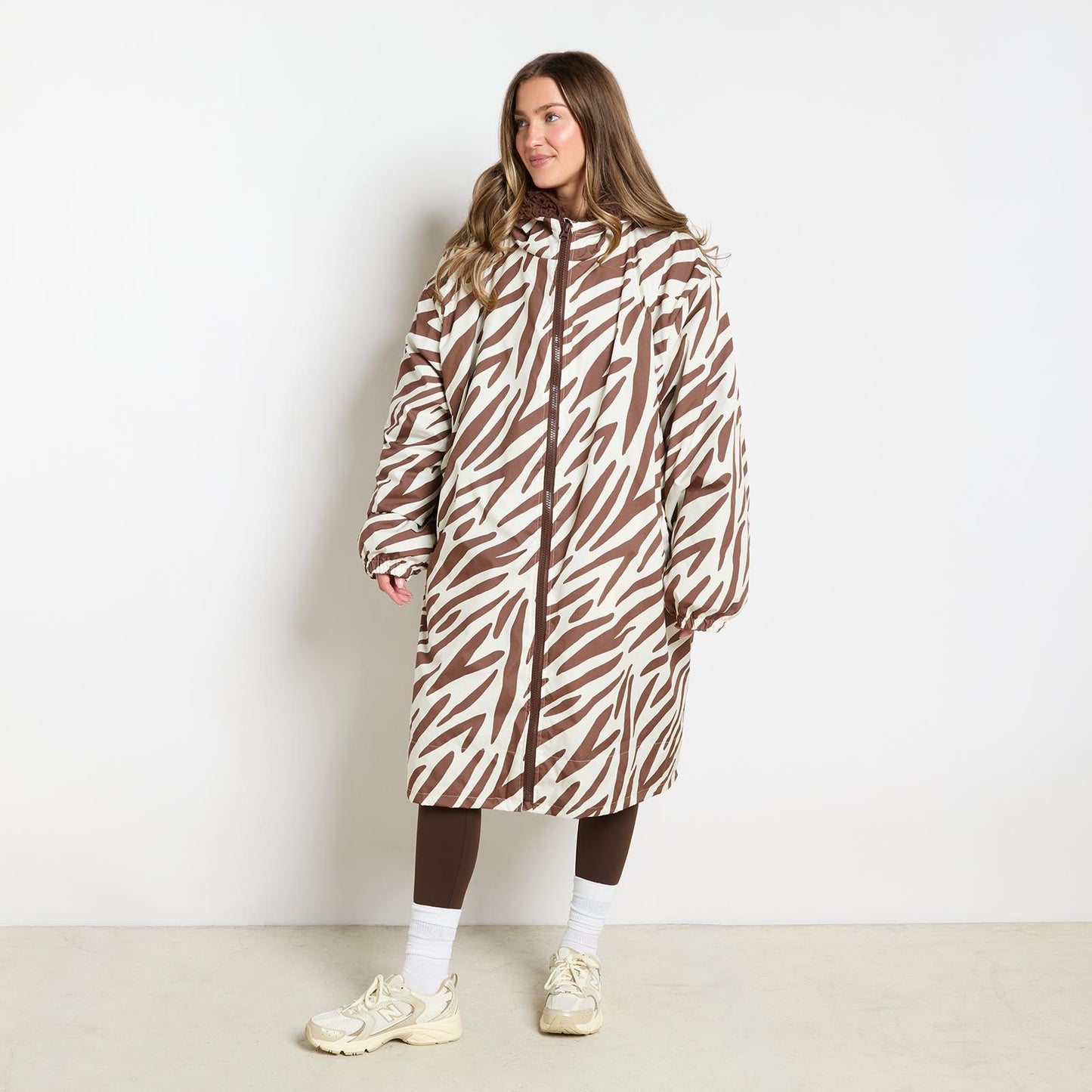 OHS Coat Drying Robe Animal Print Sherpa Lined Water Resistant Oversized