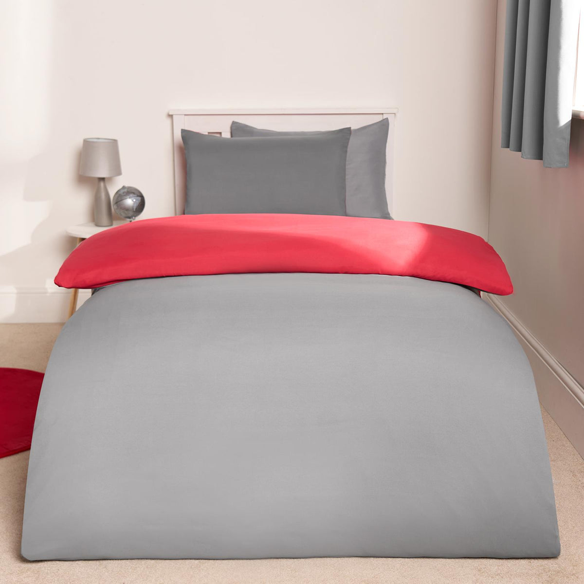OHS Plain Duvet Cover & Pillowcase Reversible Bedding Set OR Fitted Sheet