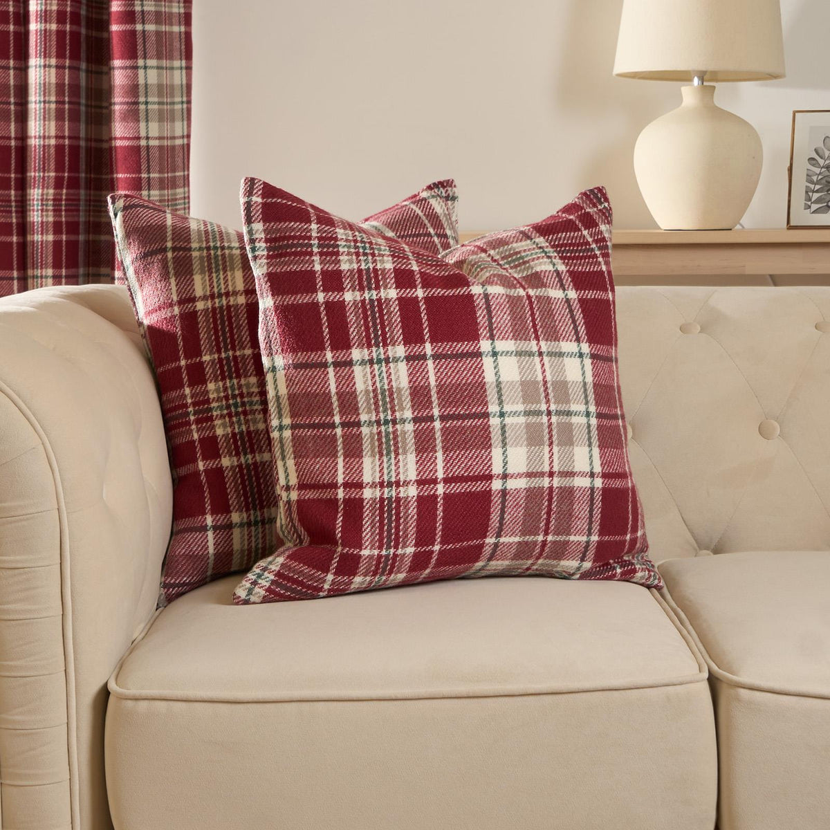 Woven Check Cushion Covers Tartan Pack of 2/4 Filled Case Pad Set 18" x 18" Home