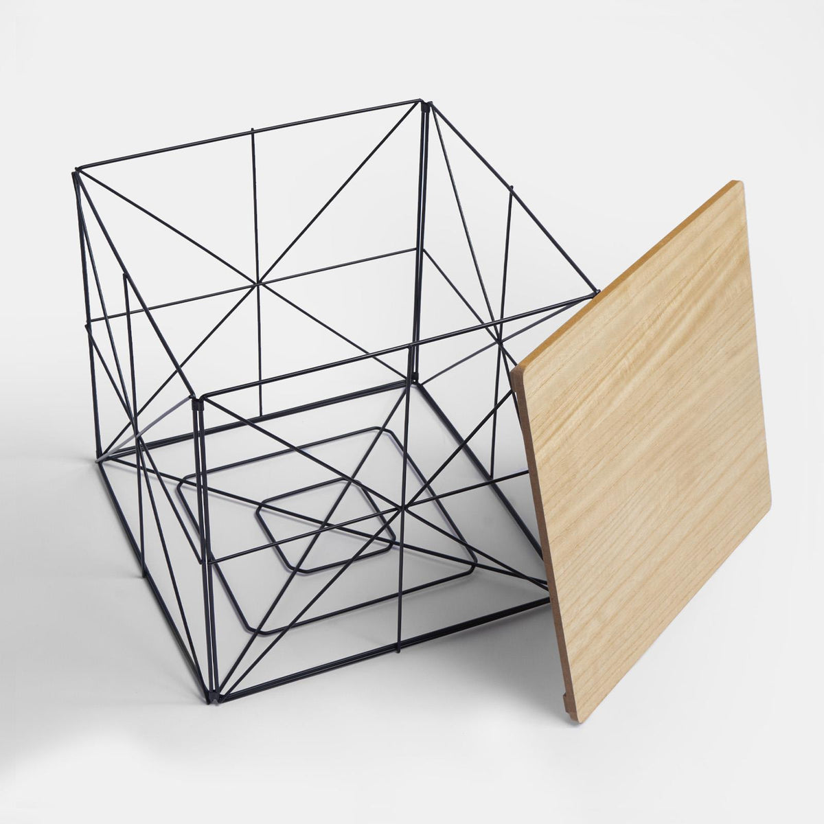 Cube Storage Basket Table Folding Wire Organiser Living Room Home Decor Bedroom