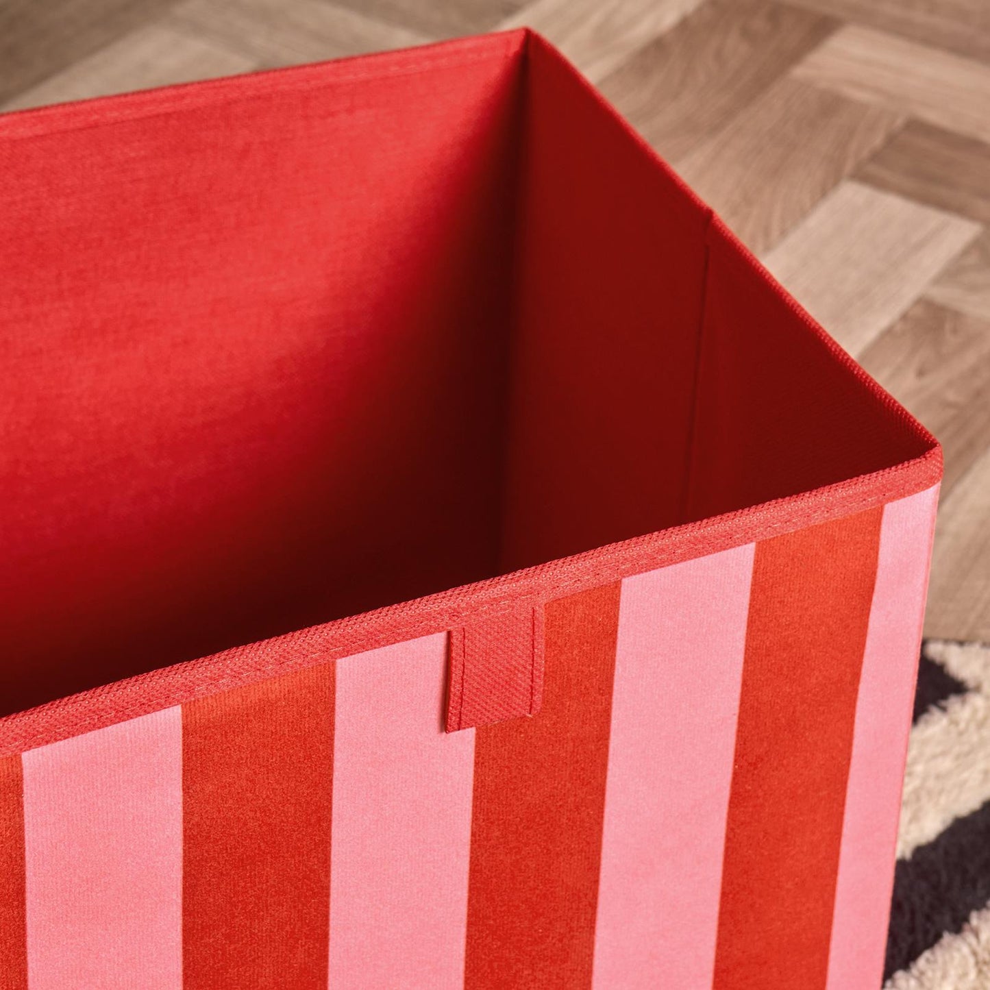 OHS Stripe Storage Box Cube 2 Pack Folding Space Saving Shoe Toy Organiser