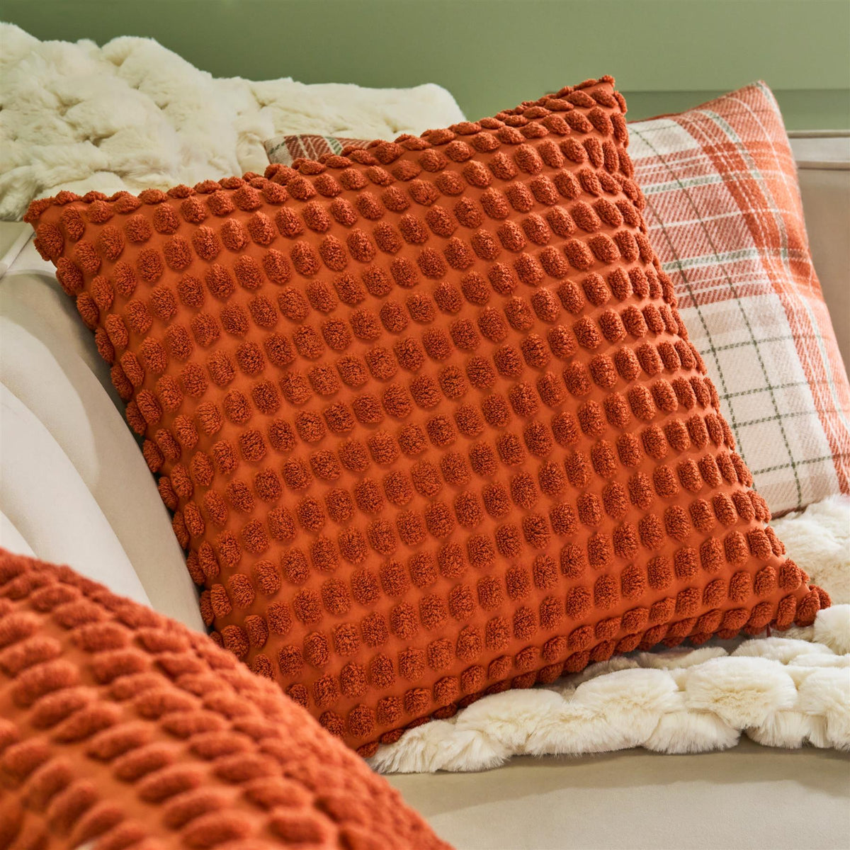 OHS Bobble Cushion Covers Soft Fleece Square Pillowcases Winter Home Decor