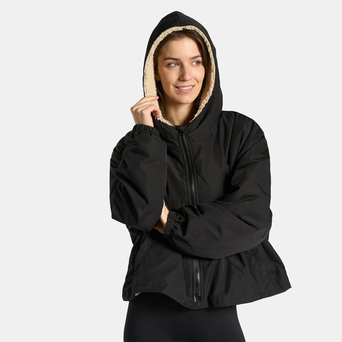OHS Plain Drying Changing Robe Sherpa Water Resistant Cropped Jacket Outerwear
