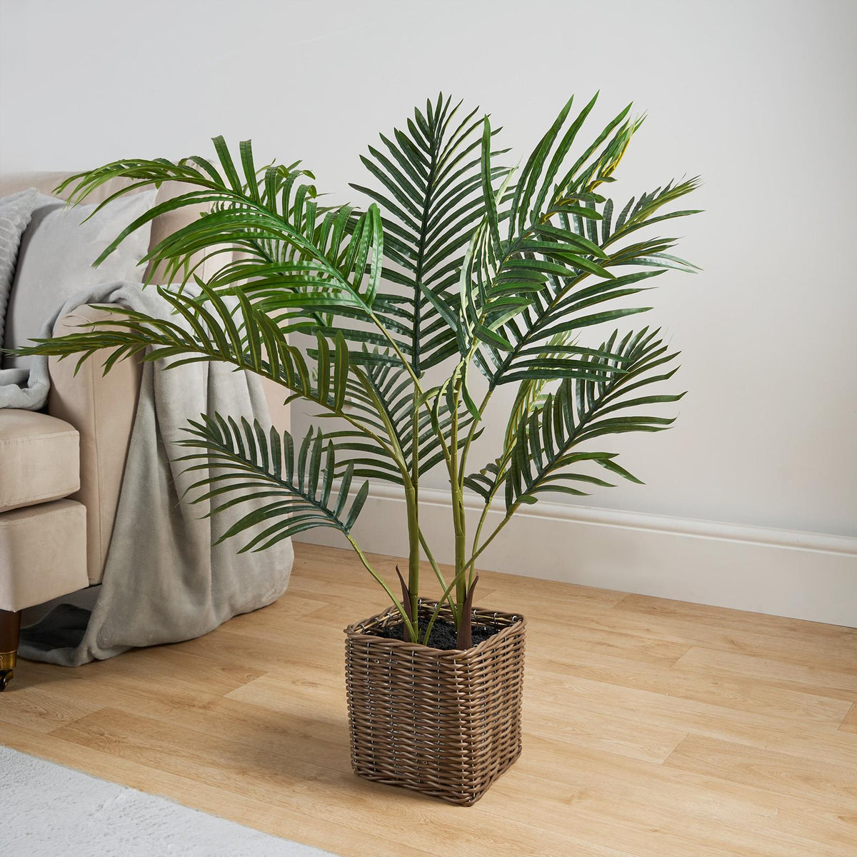 OHS Artificial Tree Plant Foliage in Basket Pot Palm Olive Leaves Tabletop Decor