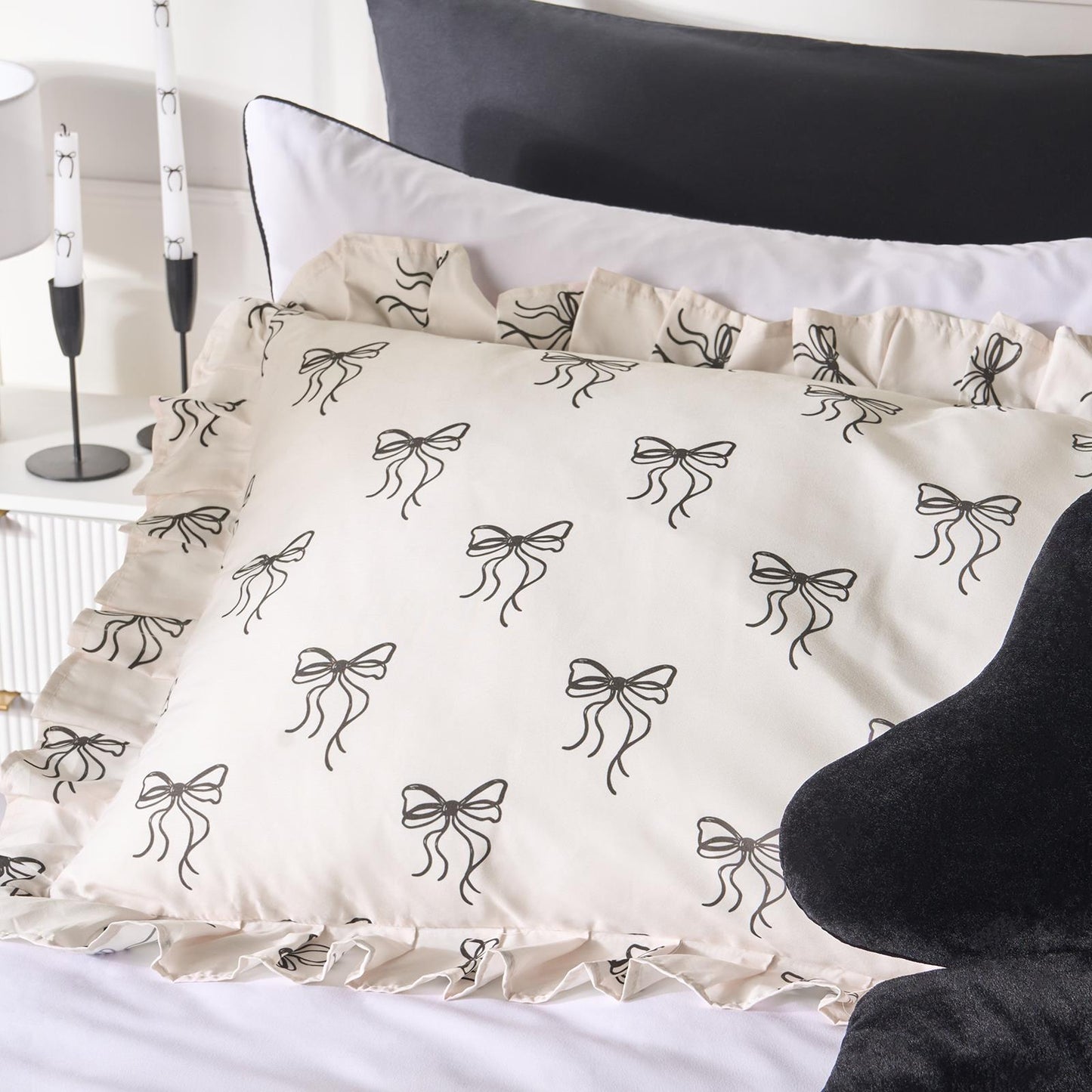 OHS Bows Frill Bolster Pillow Soft Maternity Back Support Filled Cushion