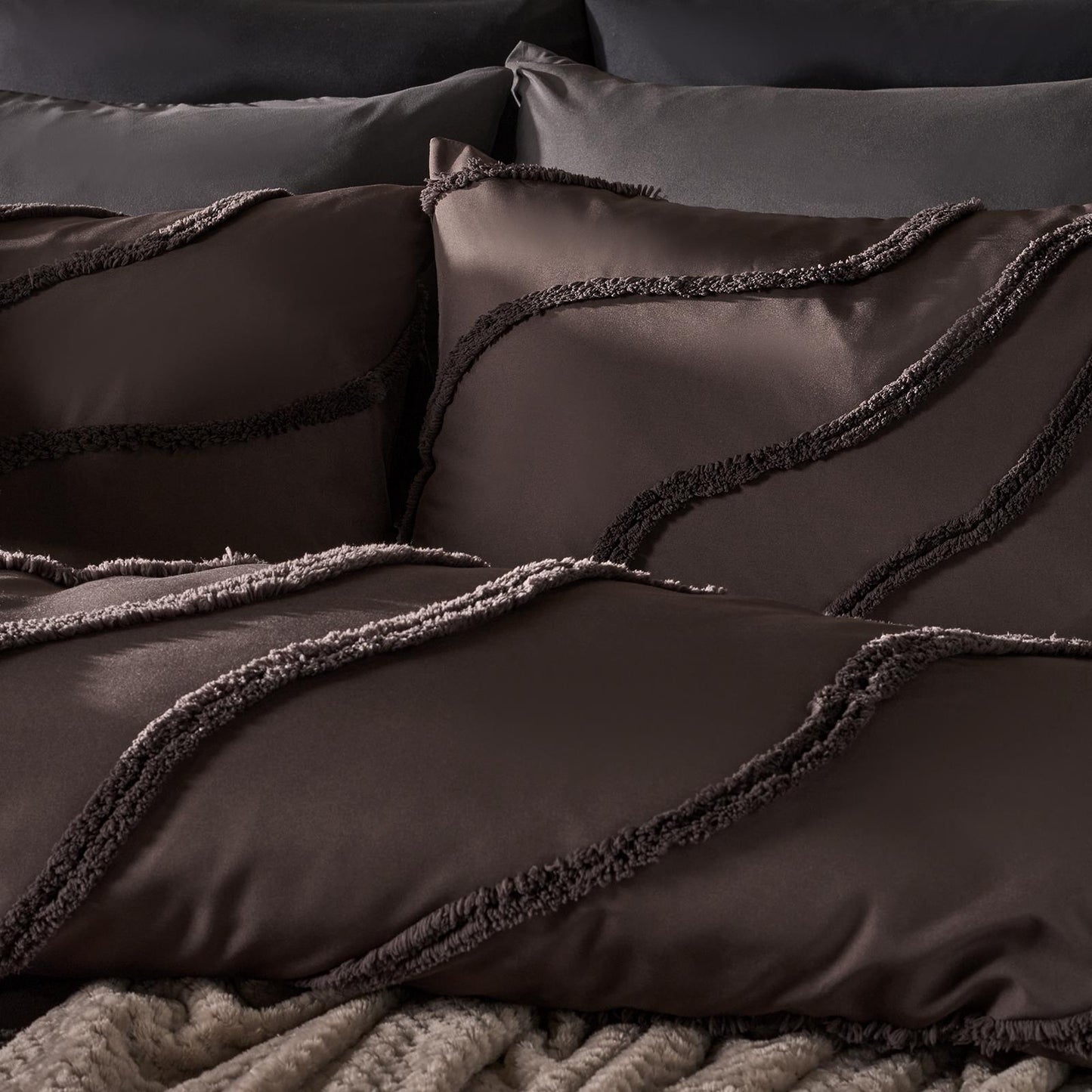 OHS Tufted Contour Bedding Set Soft Cosy Duvet Cover with Pillowcase
