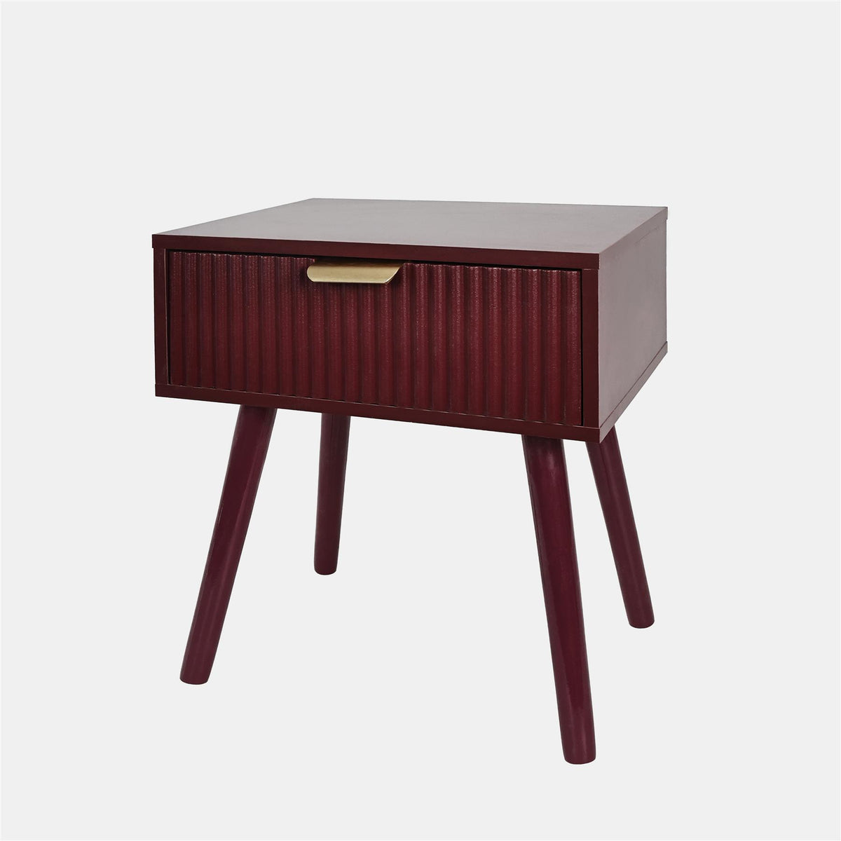 OHS Ribbed Bedside Nightstand 1 Drawer Storage Unit Wooden End Table