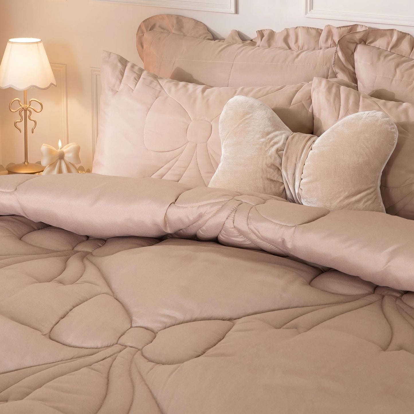 OHS Bow Lattice Coverless 7.5 TOG Duvet Bedding Set with Pillowcase