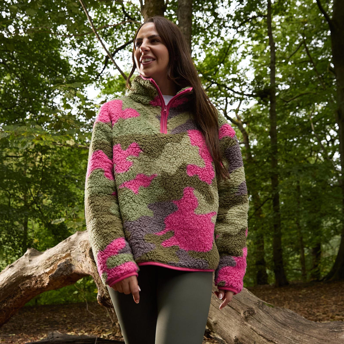 OHS Camo Half Zip Hoodie Teddy Fleece Winter Thermal Jumper Pullover Sweatshirt