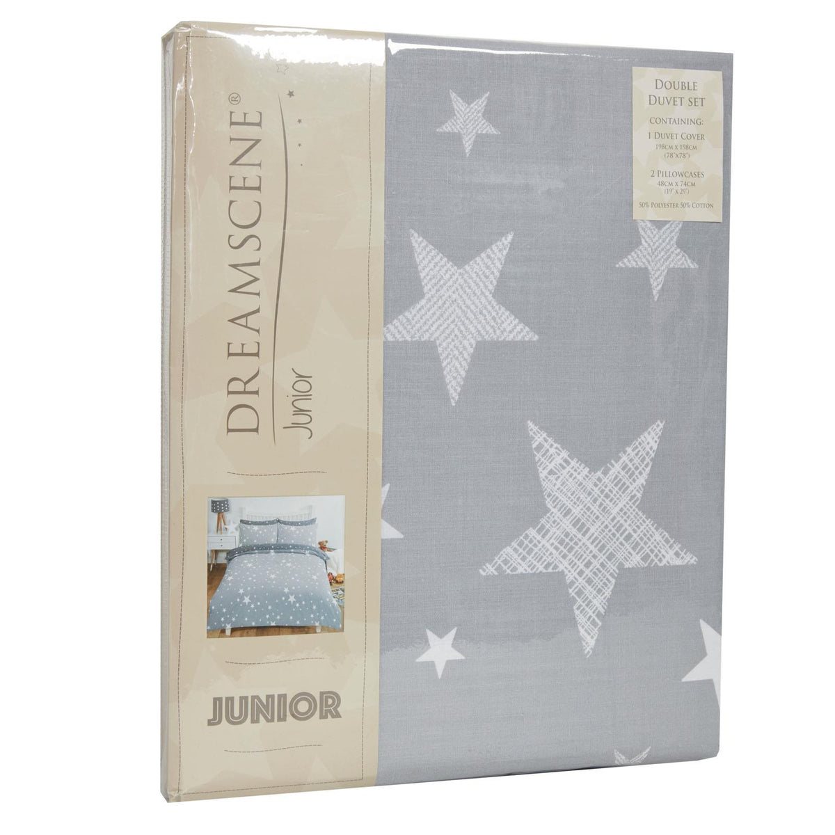 Dreamscene Galaxy Stars Duvet Cover with Pillowcase Kids Bedding Set Silver Grey