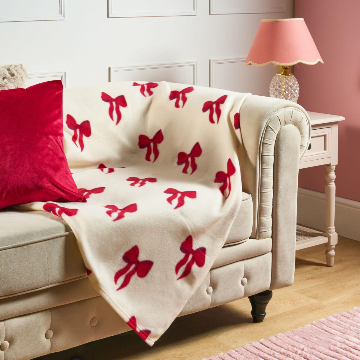 OHS Bows Throw Blanket Soft Polar Fleece Winter Thermal Bedspread Home Decor