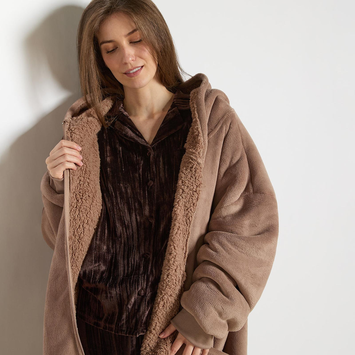 OHS Zip Up Hoodie Blanket Oversized Sherpa Fleece Thermal Sweatshirt Jumper