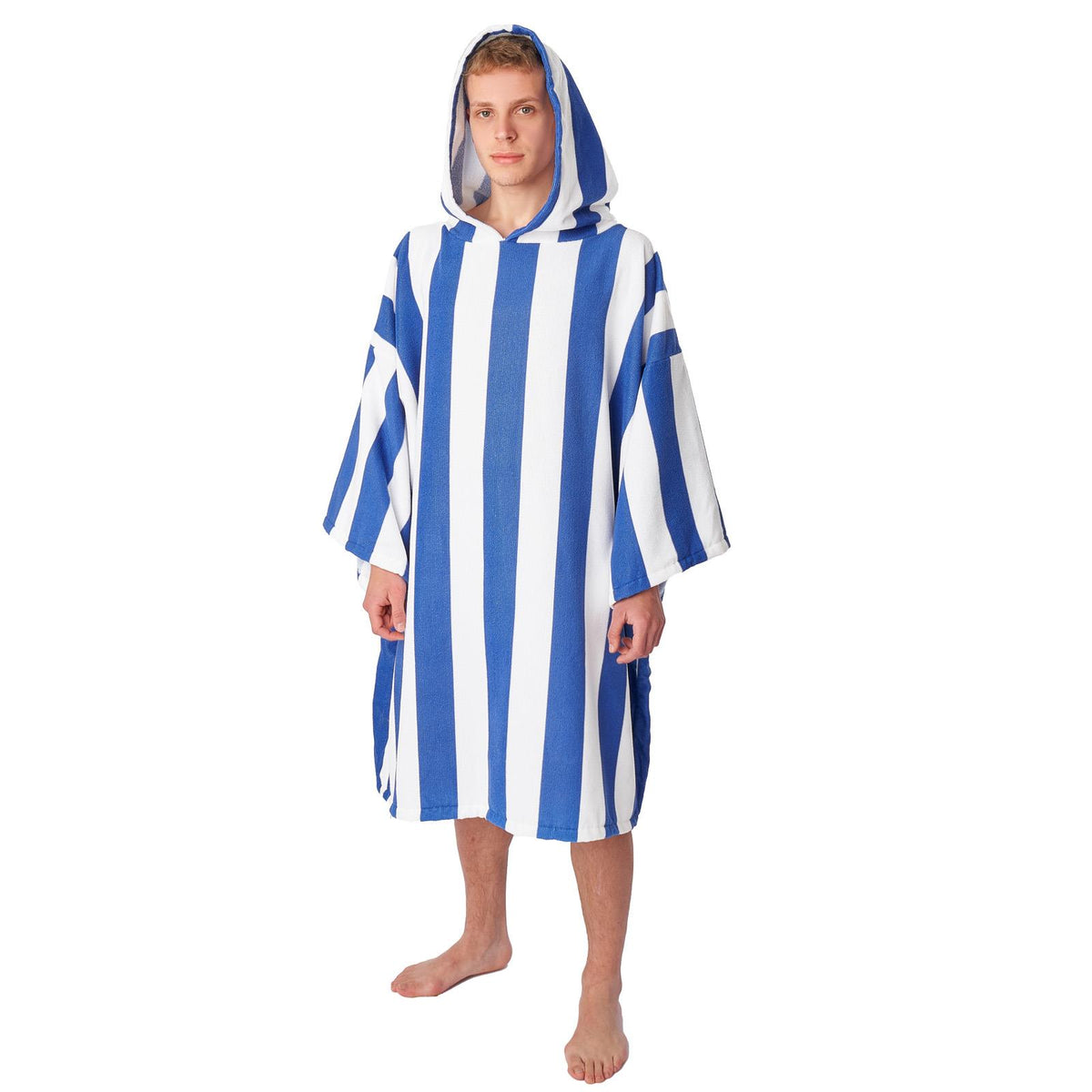 Dreamscene Stripe Hooded Poncho Towel Adult Bath Swimming Beach Changing Robe