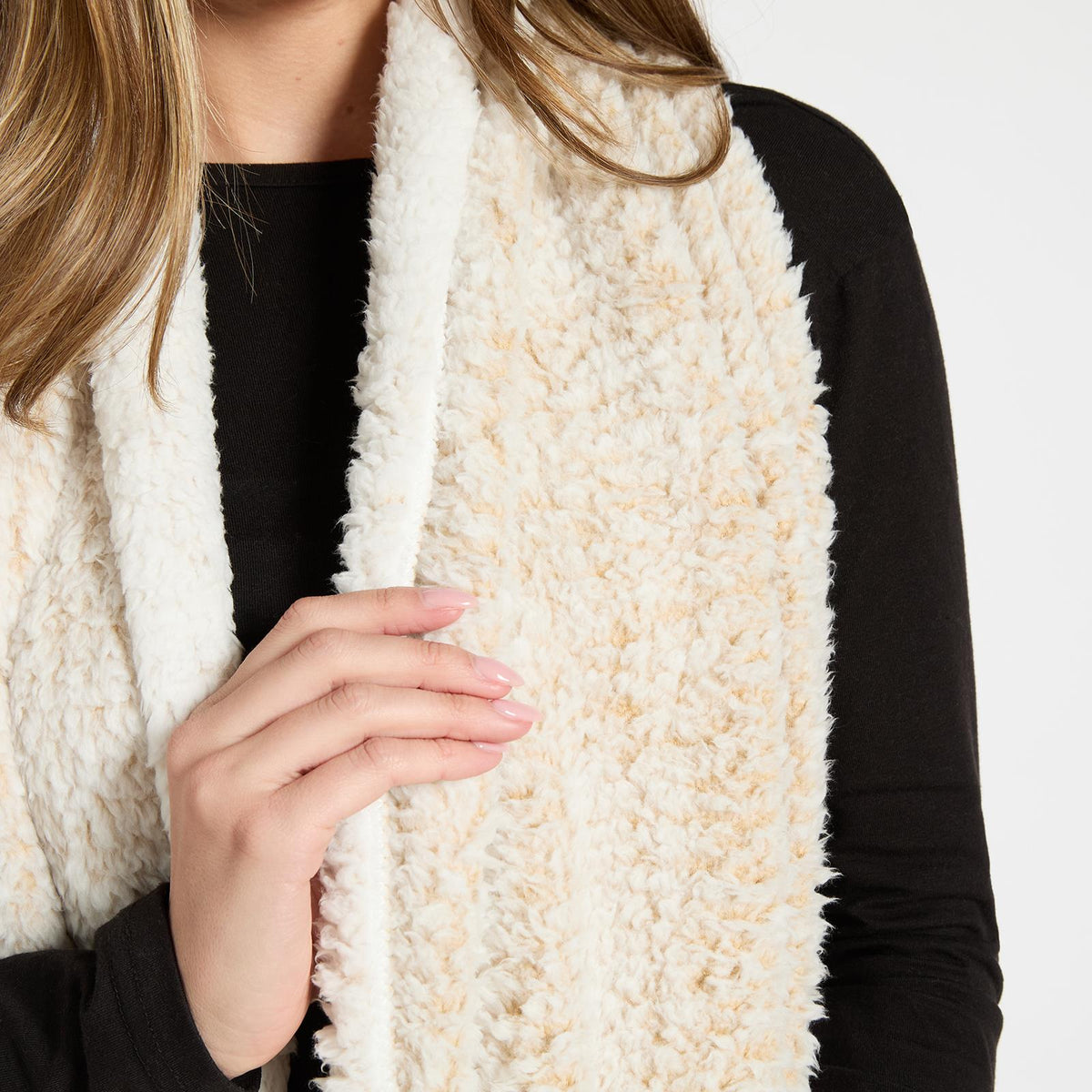 OHS Teddy Fleece Scarf Long Thermal Soft Pockets Hand Neck Warmer Marl Wrap