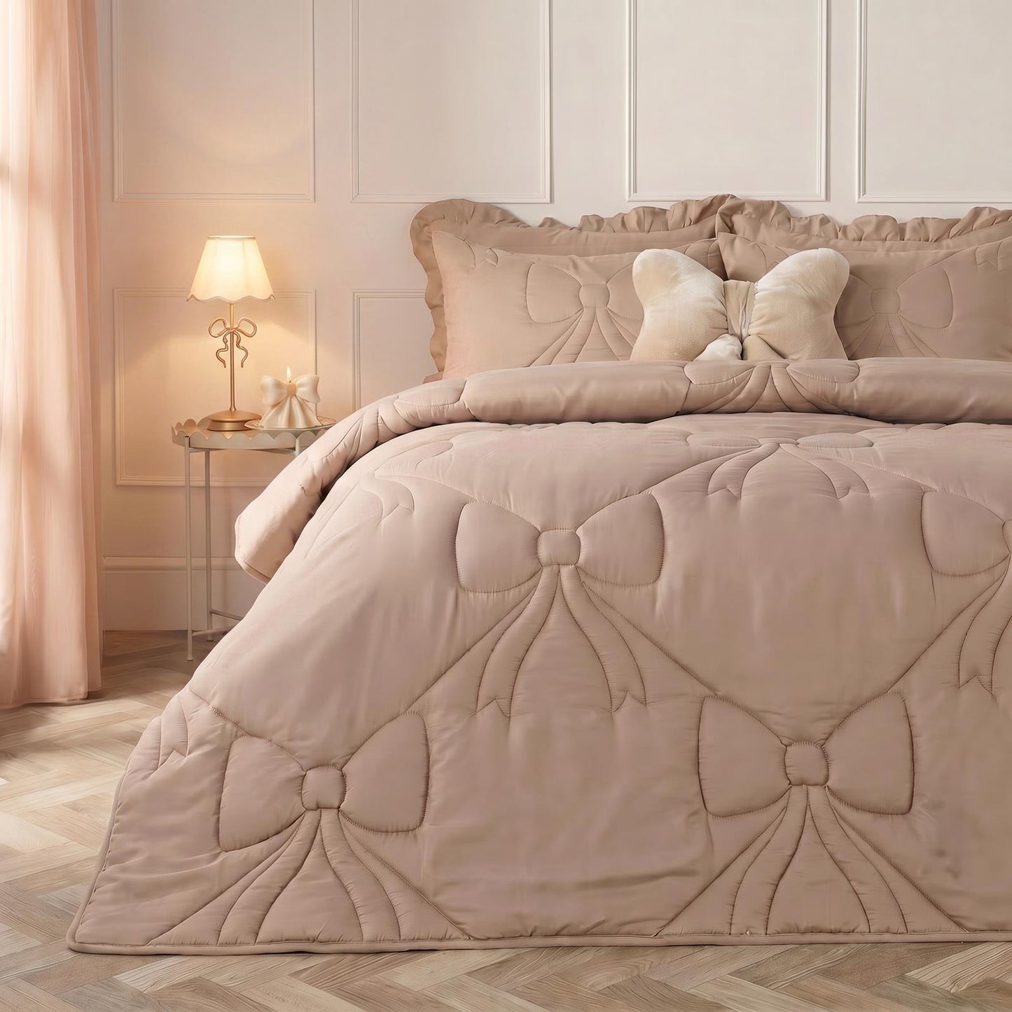 OHS Bow Lattice Coverless 7.5 TOG Duvet Bedding Set with Pillowcase
