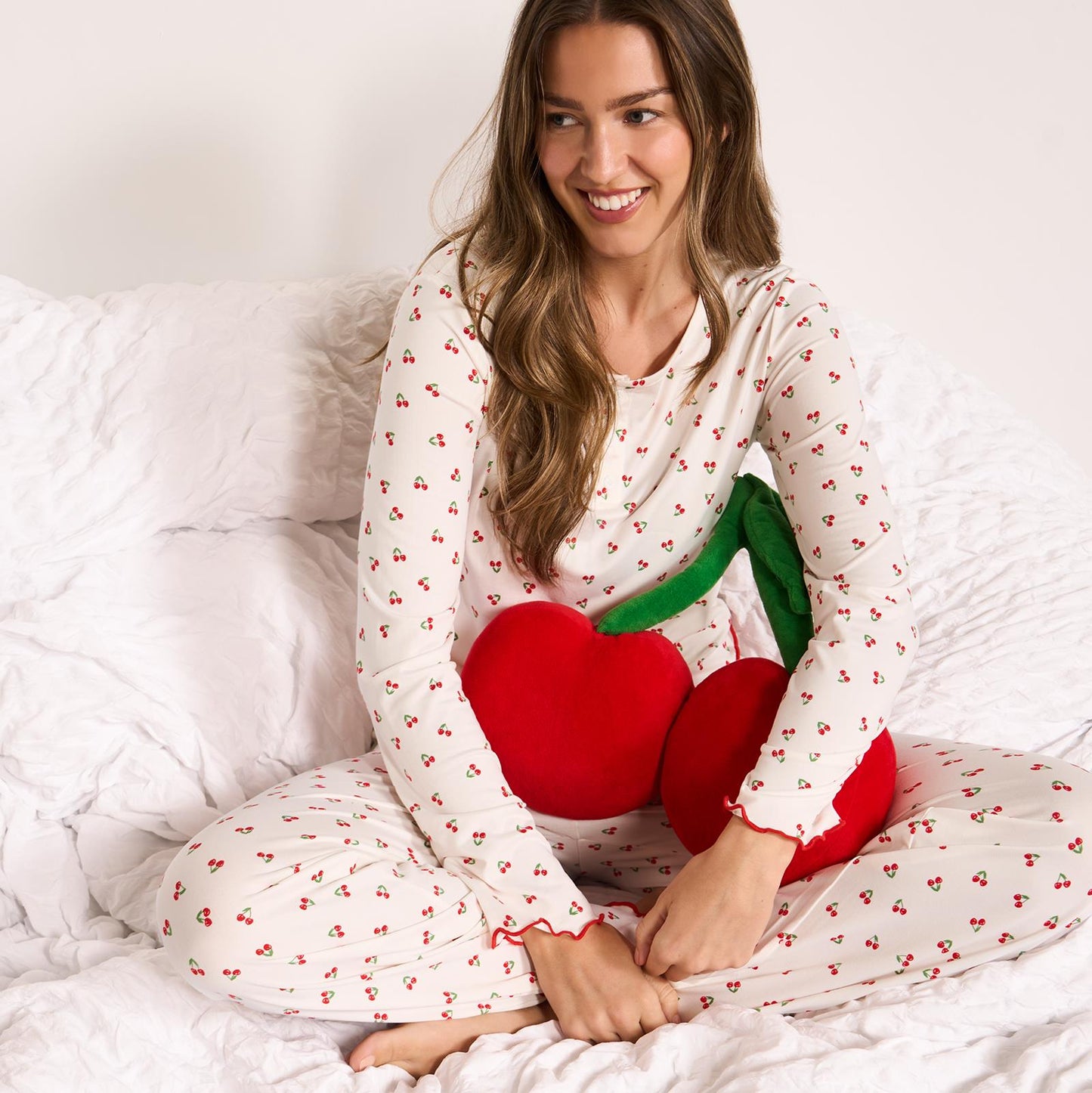 OHS Print Jersey Pyjama Set Womens Lettuce Edge Sleepwear Nightwear Loungewear