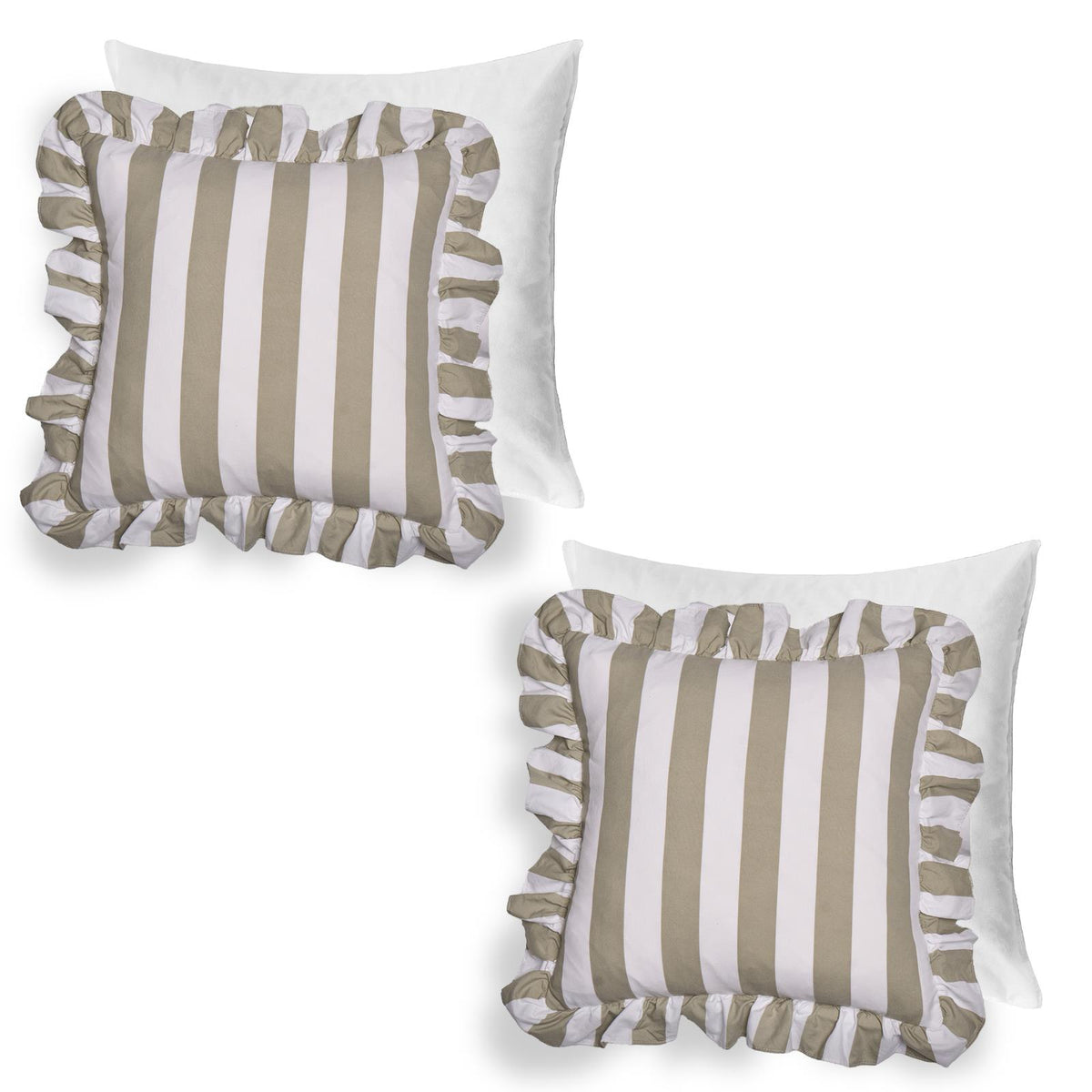 OHS Stripe Frill Cushion Covers Microfibre Square Pillowcases Home Decor