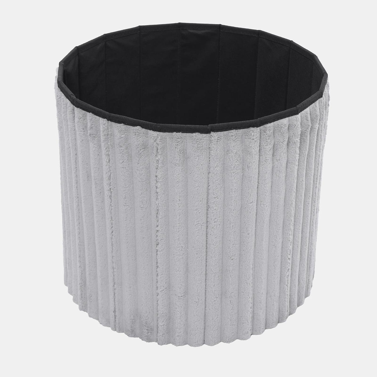 OHS Storage Box Lid Ottoman Folding Ribbed Fleece Footstool Tub Seat