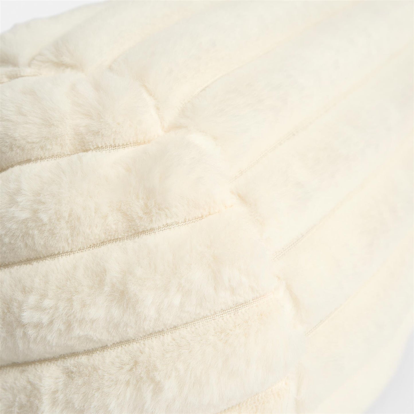 OHS Ribbed Round Bolster Pillow Faux Fur Filled Cushion Soft Neck Roll