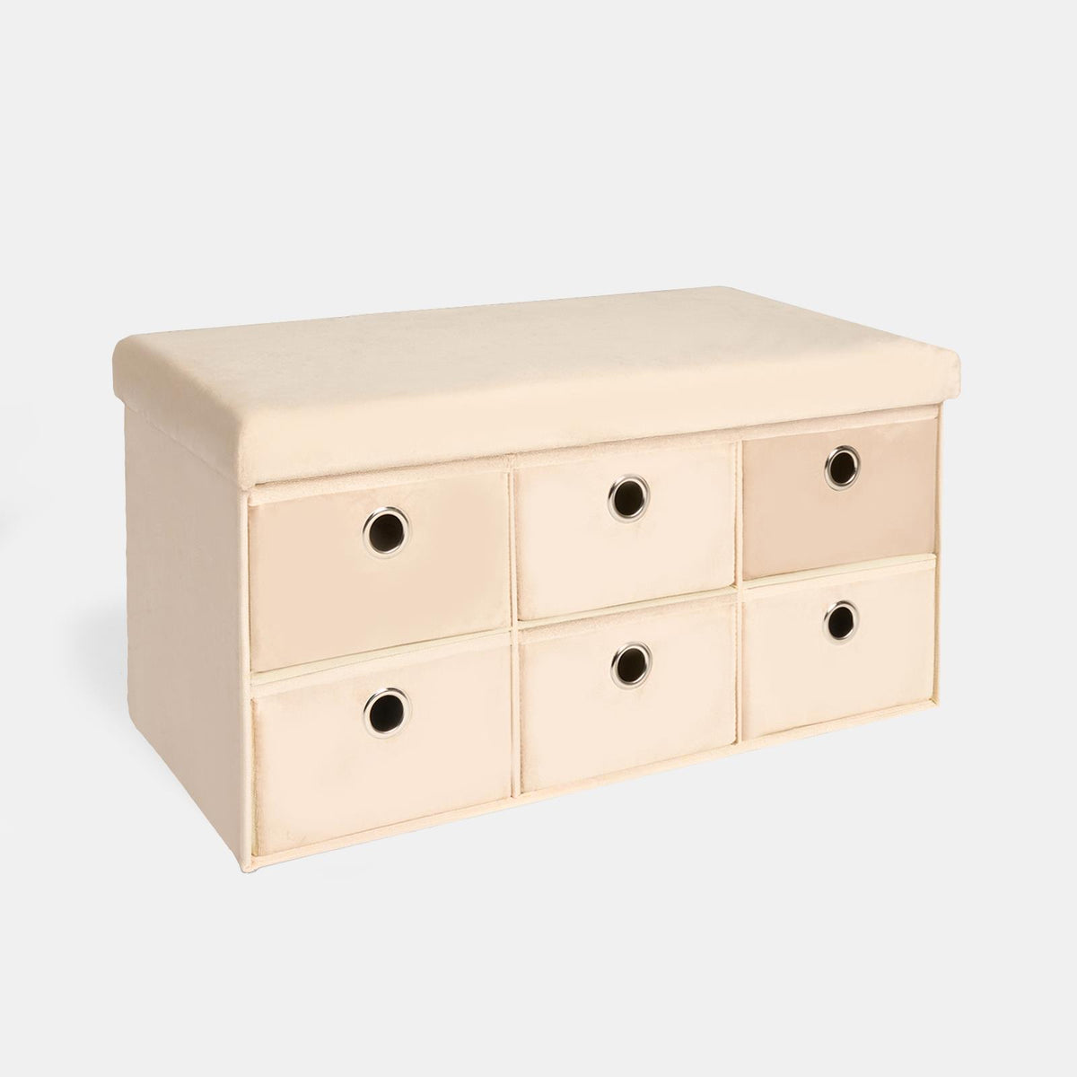 Storage Cube Unit 6 Draw Ottoman Space Saving Velvet Chest Shoe Boucle Organiser