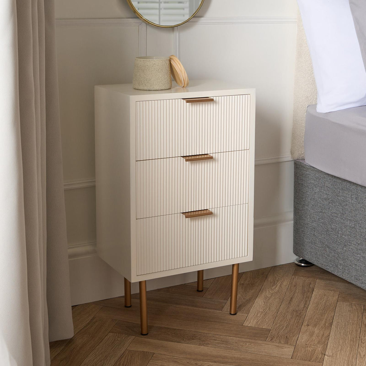 OHS Ribbed Drawer Unit Bedside Table 3/4/5/6 Draw Cabinet Nightstand Sideboard