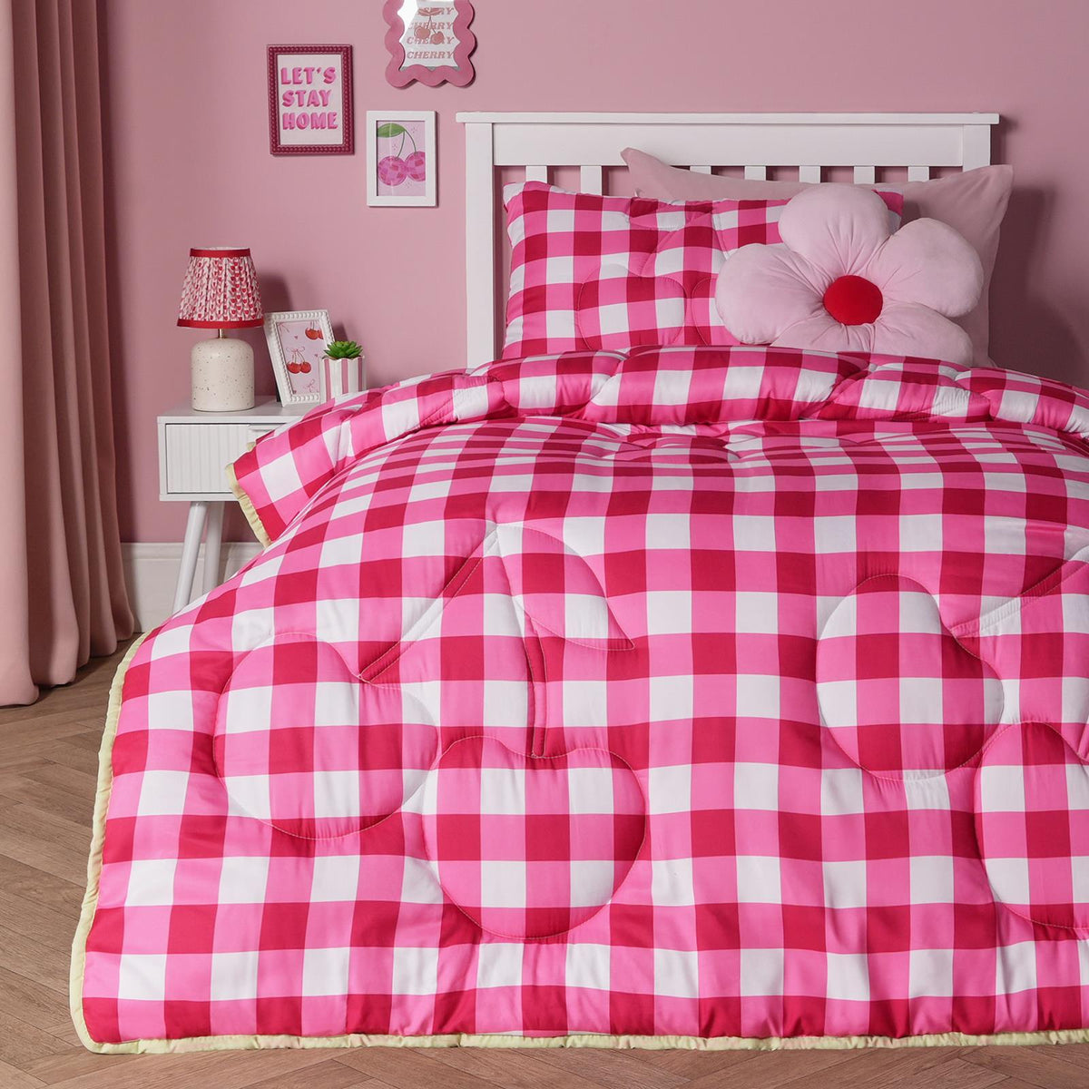 OHS Cherry Bows 7.5 Tog Coverless Duvet with Pillowcase Winter Warm Bedding Set