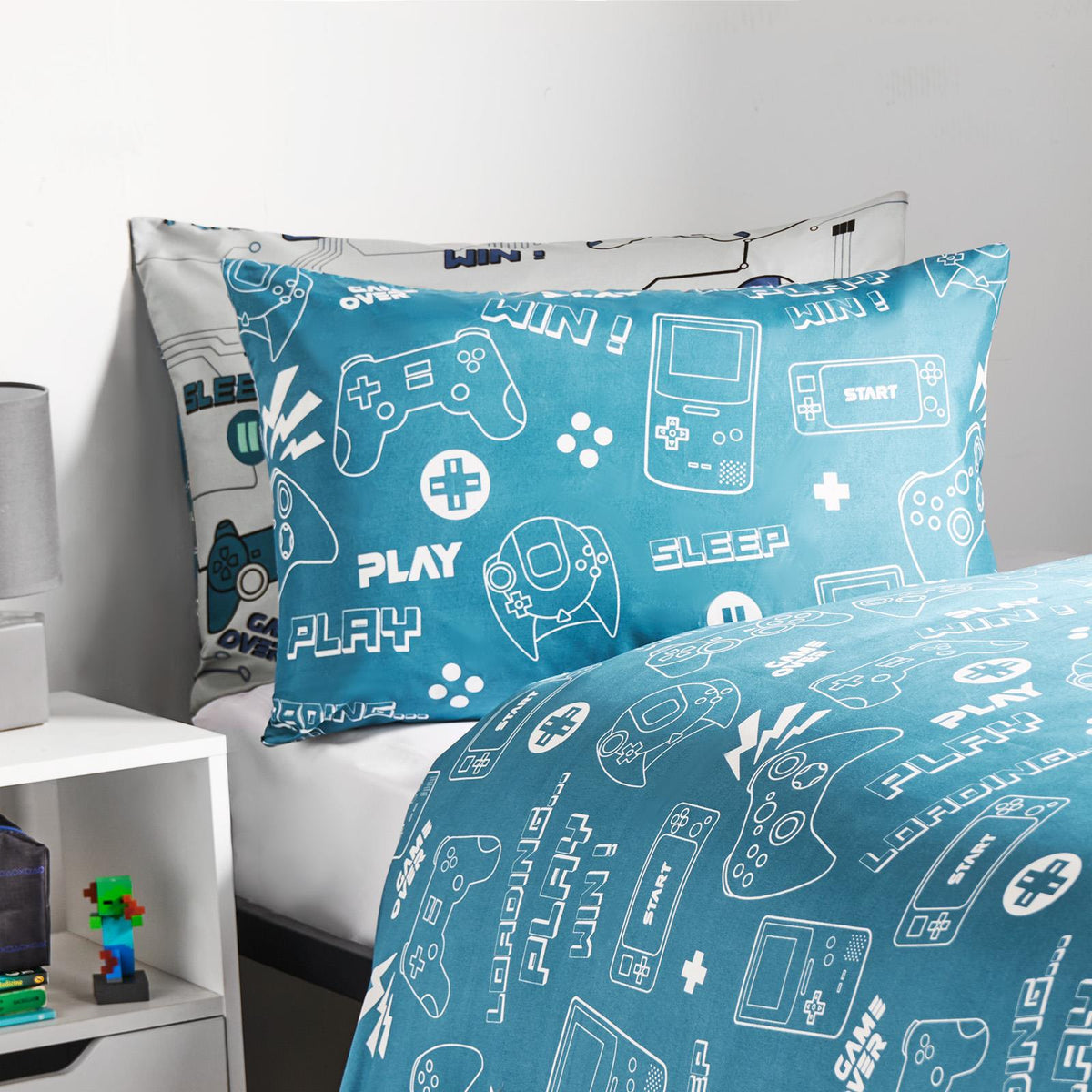 Gaming Duvet Cover Set Reversible Soft Quilt with Pillowcase Kids Bedding Single