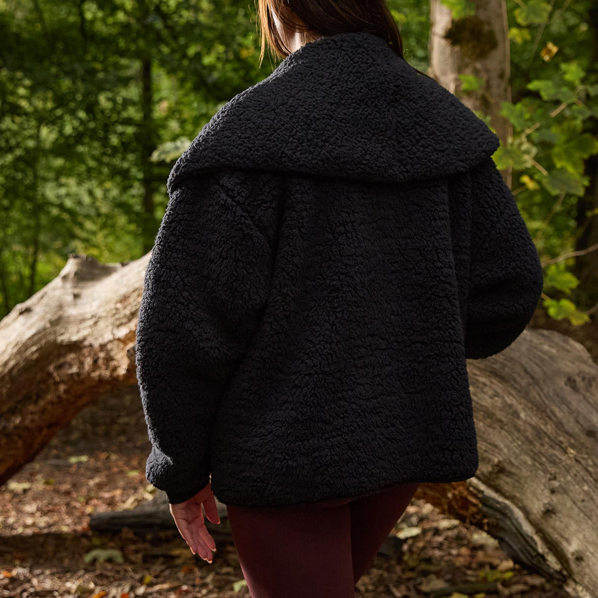 OHS Waterfall Short Cardigan Teddy Fleece Open Front Wrap Loungewear Outwear