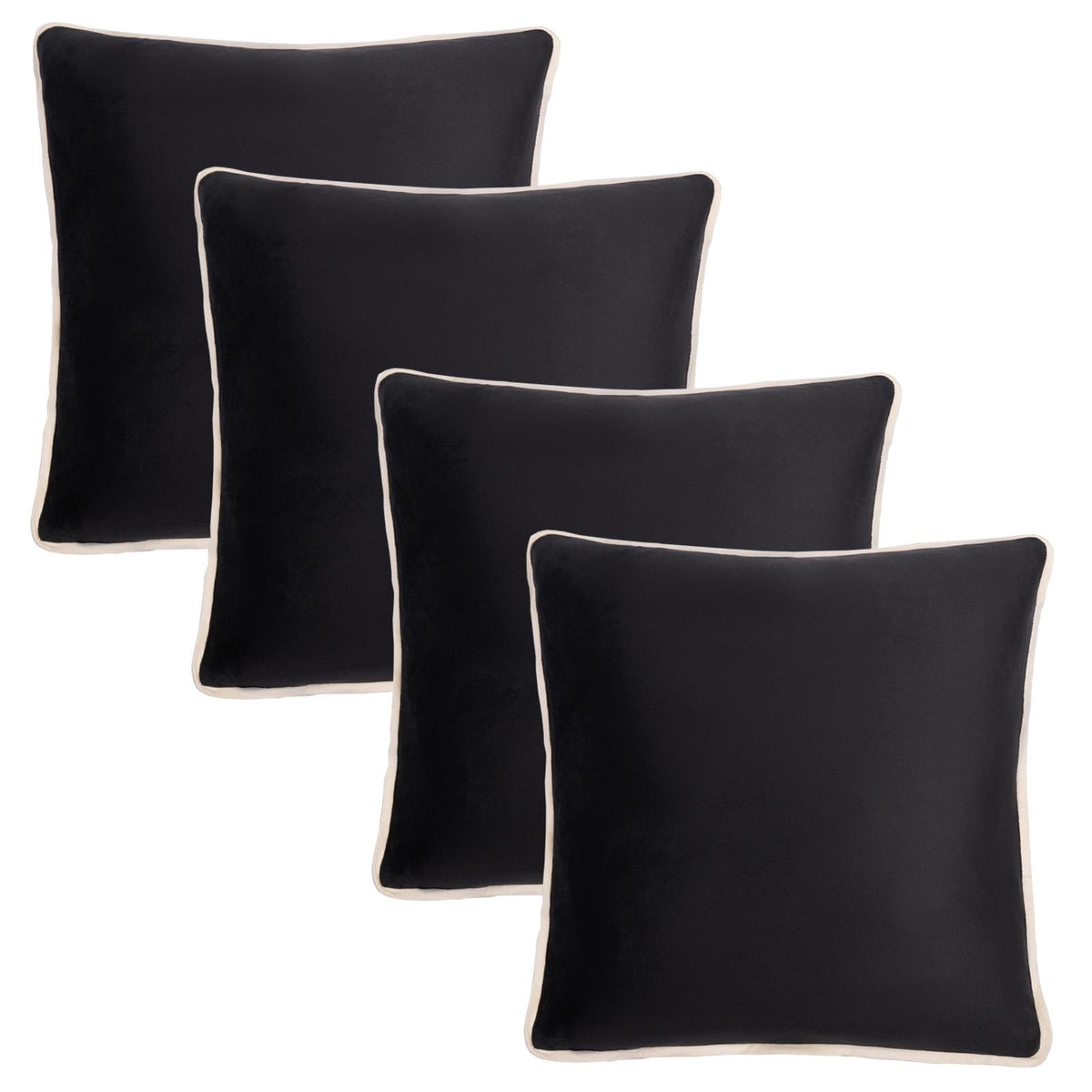 OHS Piped Edge Cushion Covers Matte Velvet Soft Luxury 2/4 Square Pillowcases