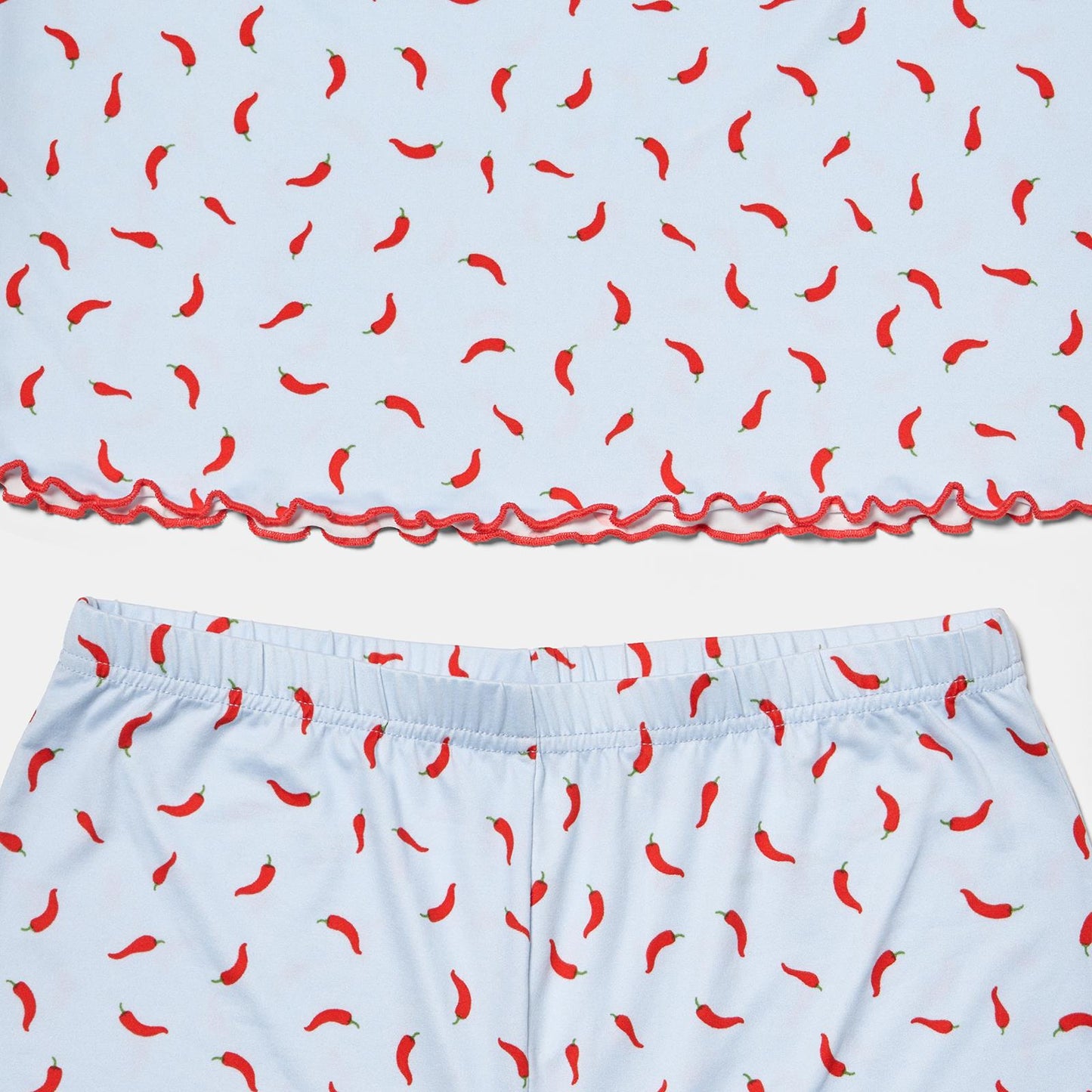OHS Print Jersey Pyjama Set Womens Lettuce Edge Sleepwear Nightwear Loungewear
