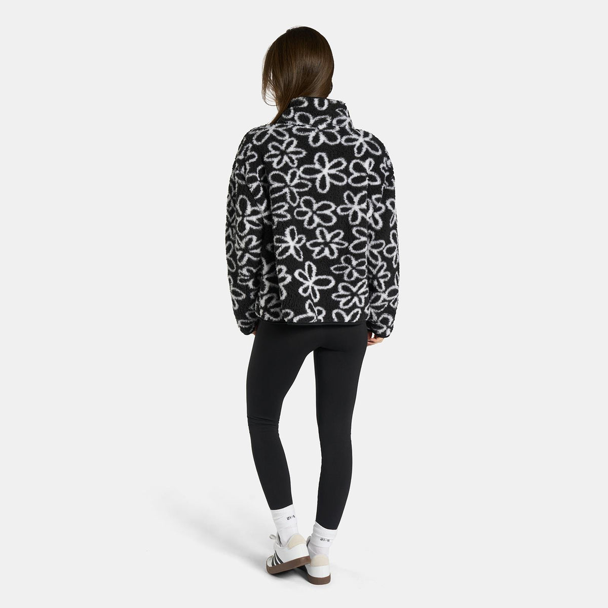 OHS Print Teddy Fleece Half Zip Jumper Womens Pullover Sweatshirt Long Sleeve