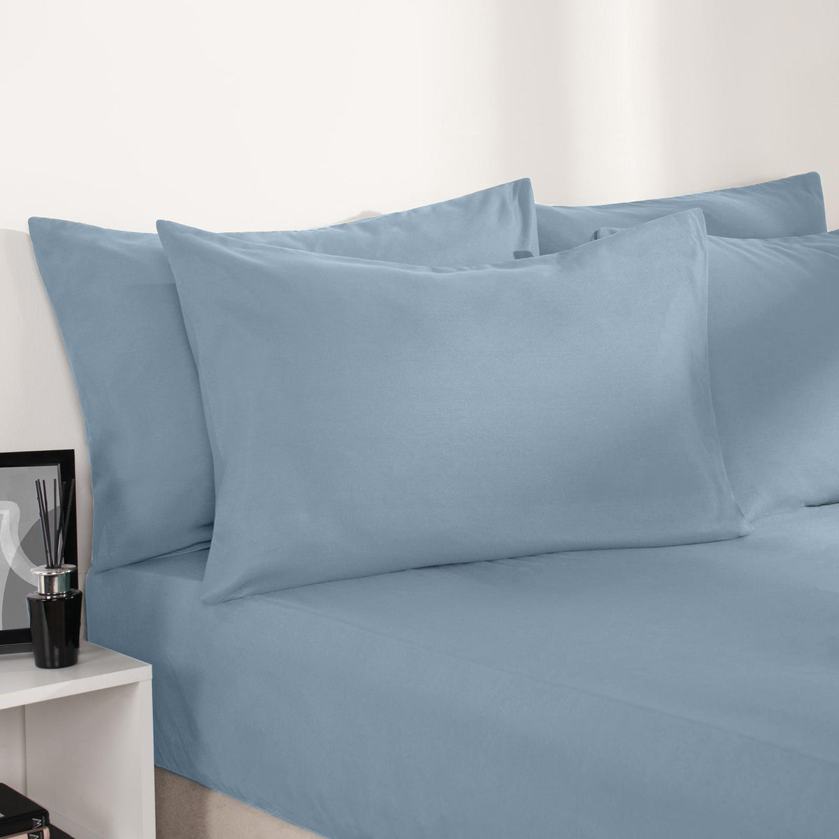 OHS Plain Duvet Cover & Pillowcase Reversible Bedding Set OR Fitted Sheet
