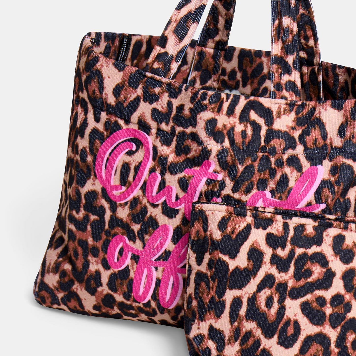 OHS Fun Print Beach Bag with Pouch Towelling Shoulder Tote Bag Holiday Travel