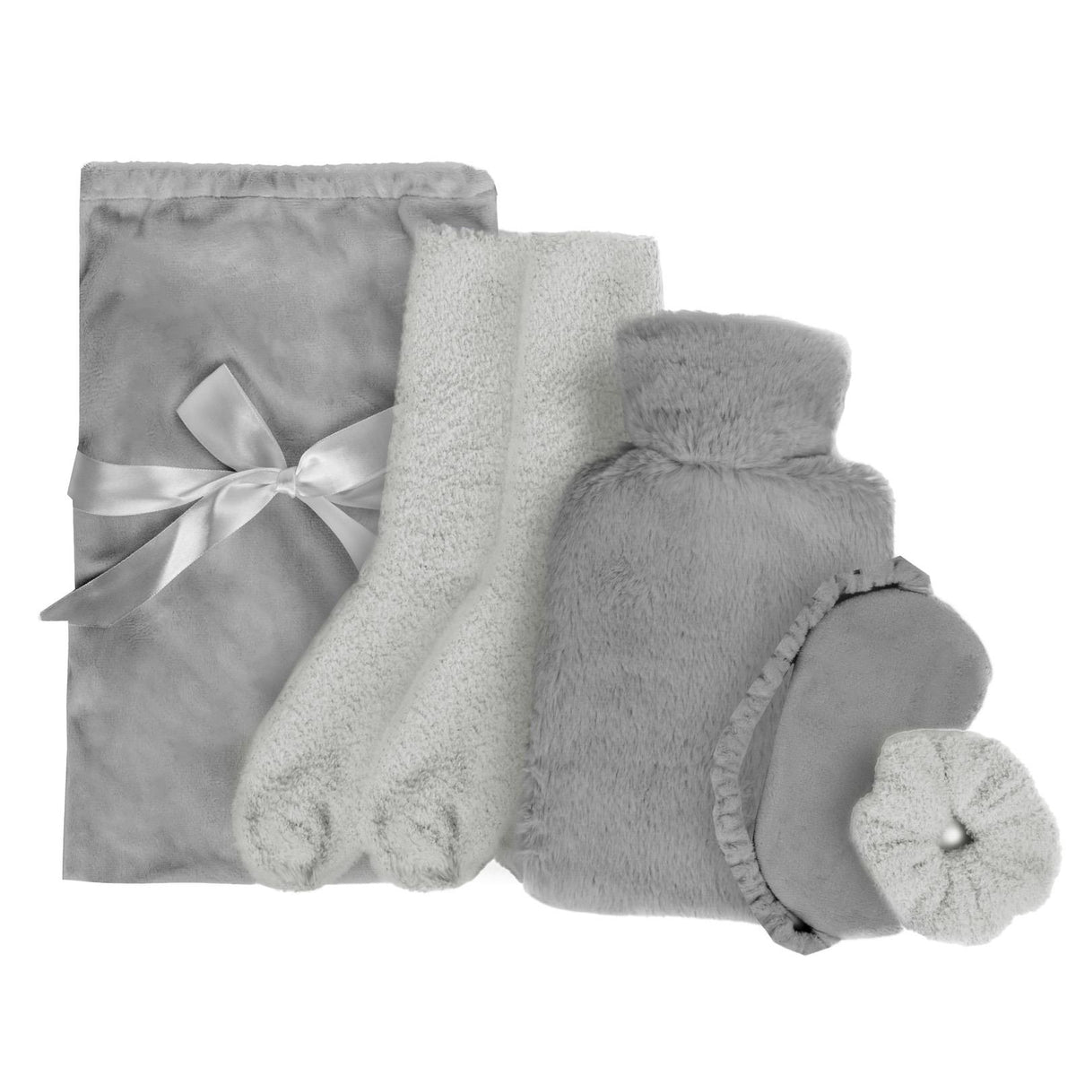 OHS Hot Water Bottle Gift Set Winter Warm Socks Eye Mask Scrunchie